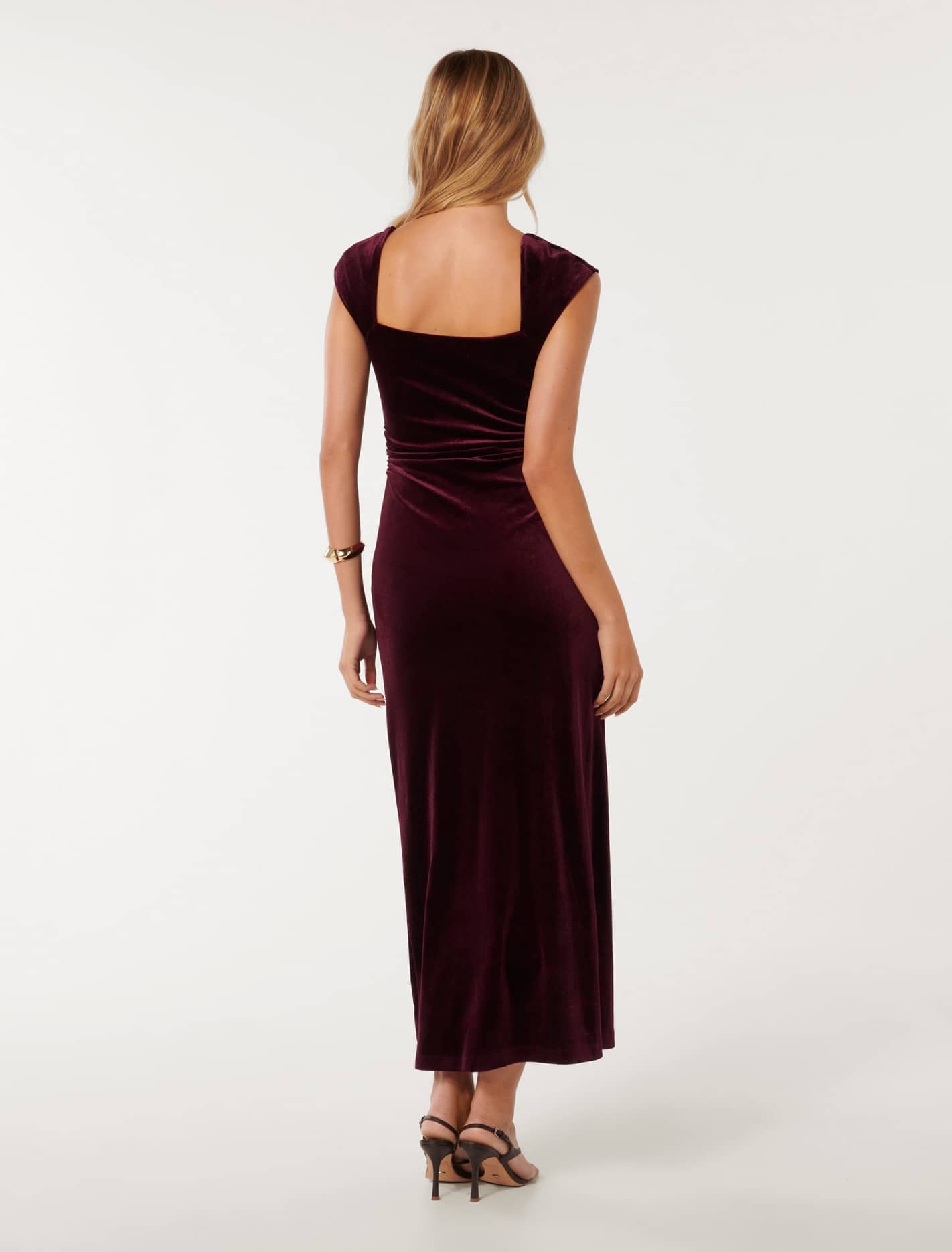 Lara Cap Sleeve Velvet Gown Berry