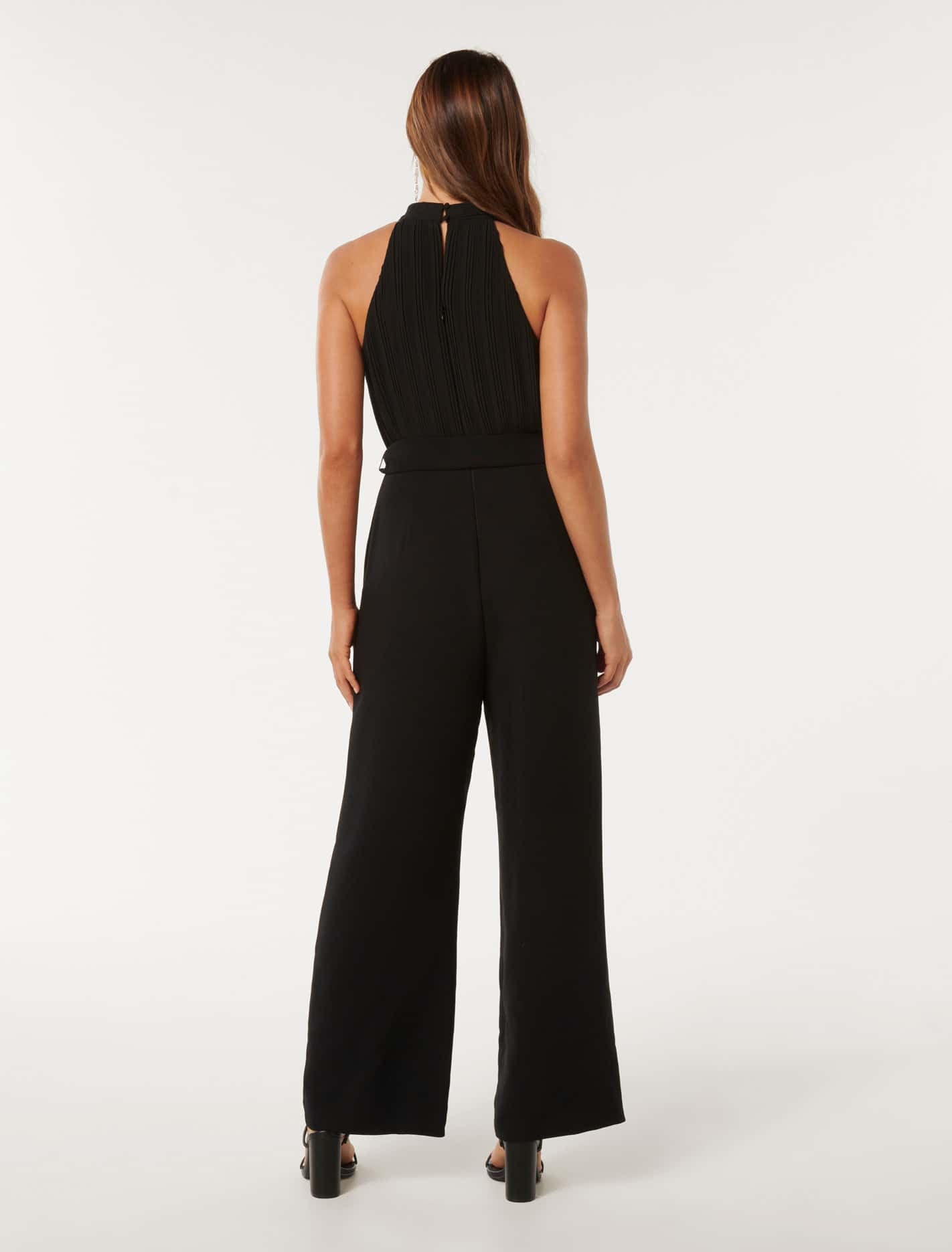 Carter Pleated Rosette Jumpsuit Black