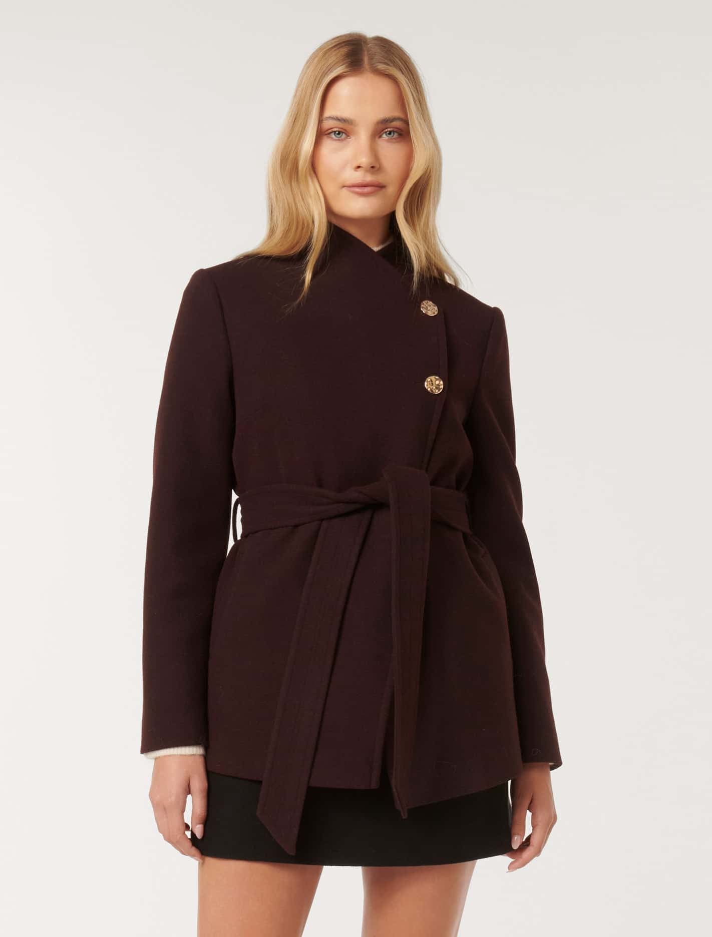 Monica Wrap Coat Bitter Cherry