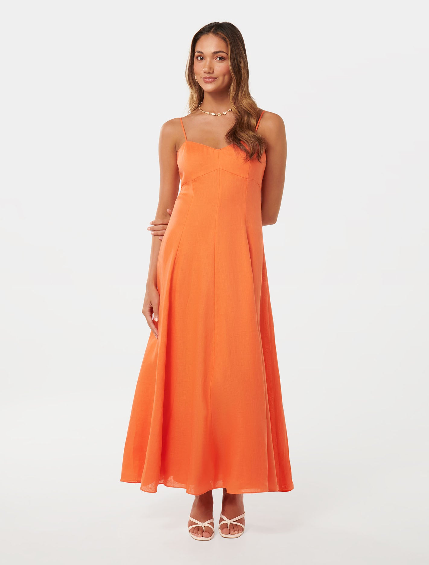 Vayda Petite Strap Midi Sun Dress Firecracker