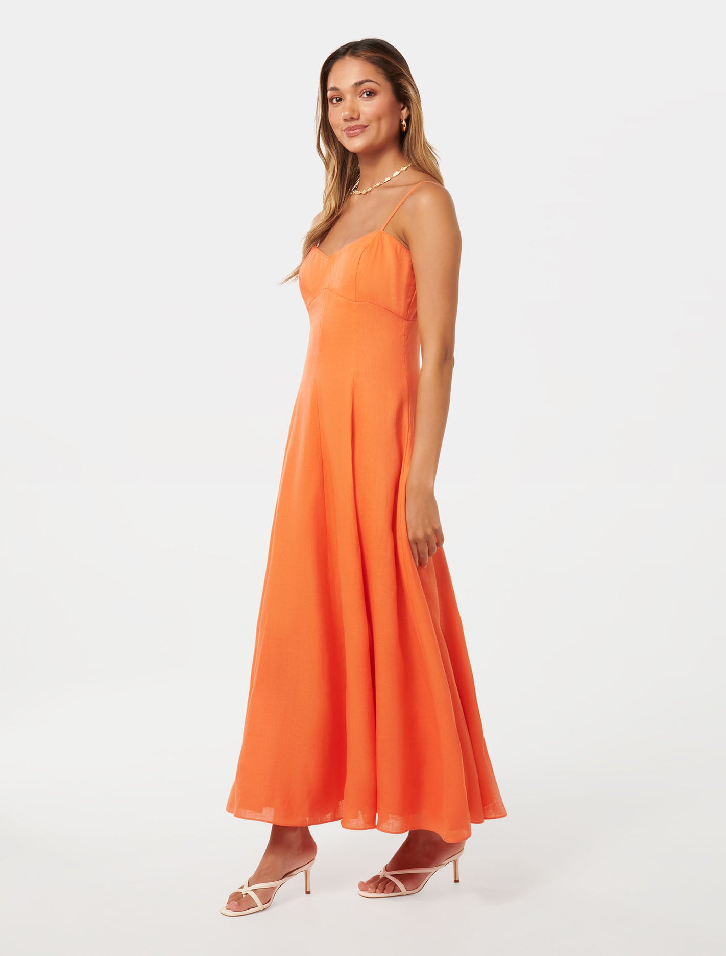 Vayda Petite Strap Midi Sun Dress Firecracker