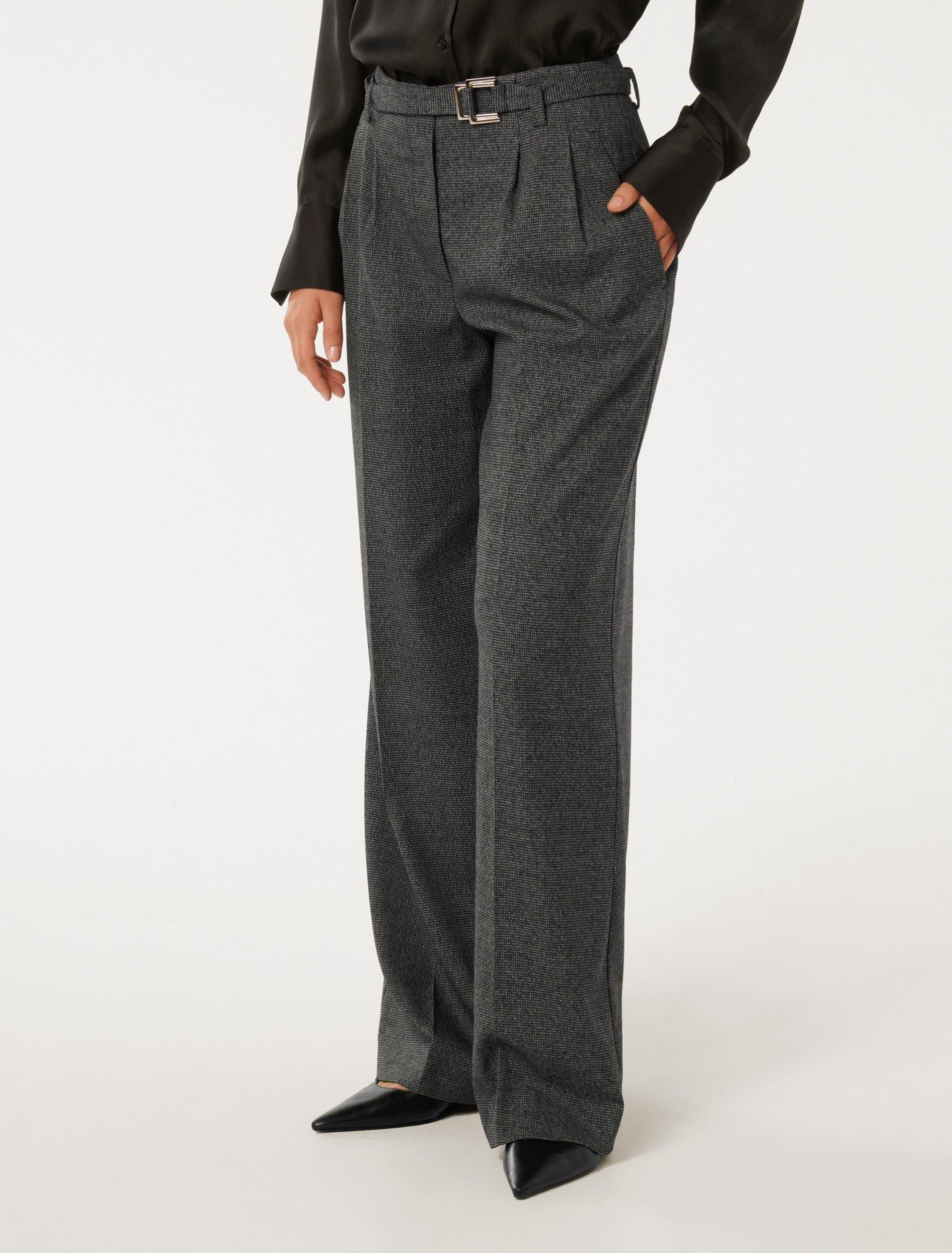 Charlie Belted Wide Leg Pant Black & White