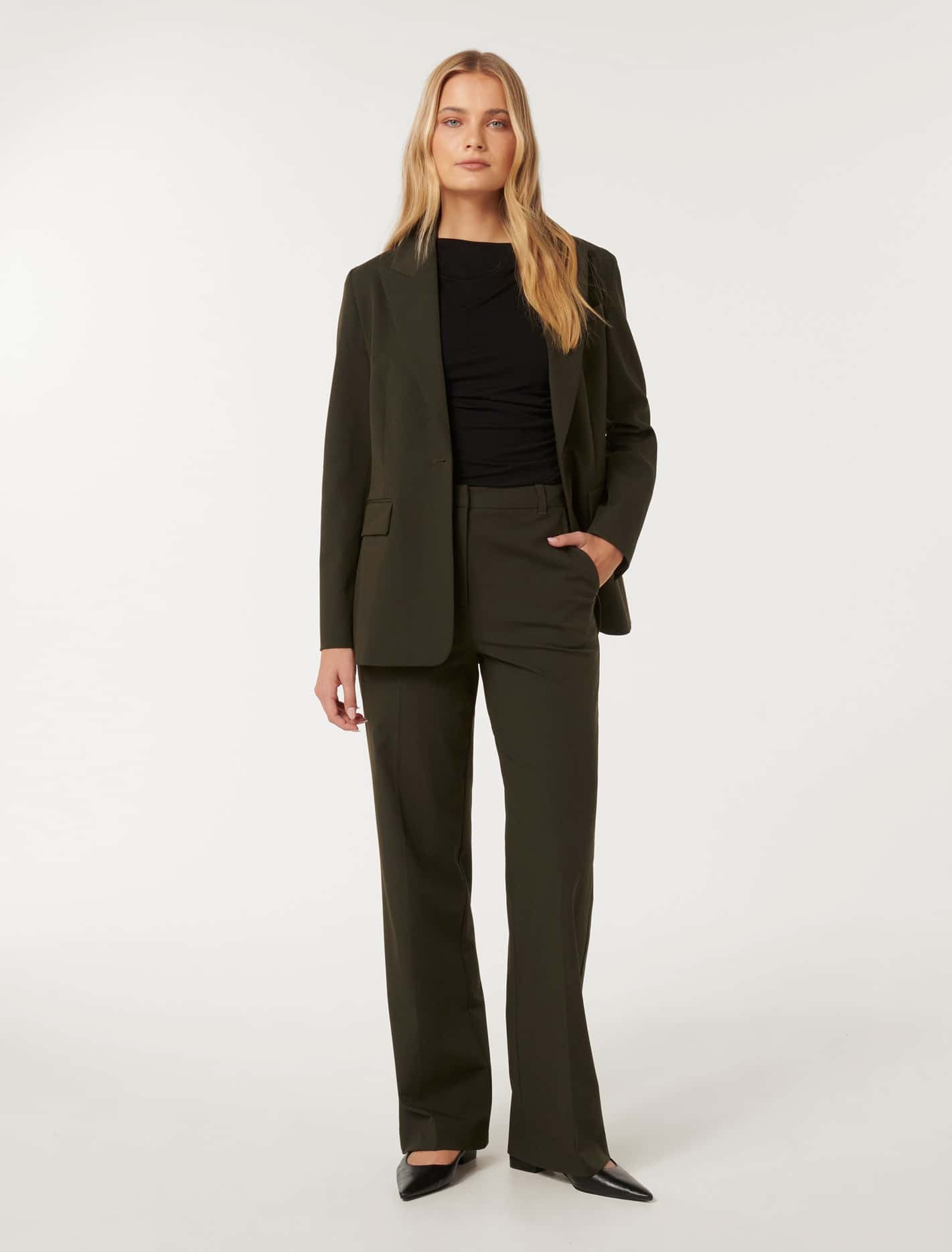 Trisha Tailored Pants Dark Olive Suit