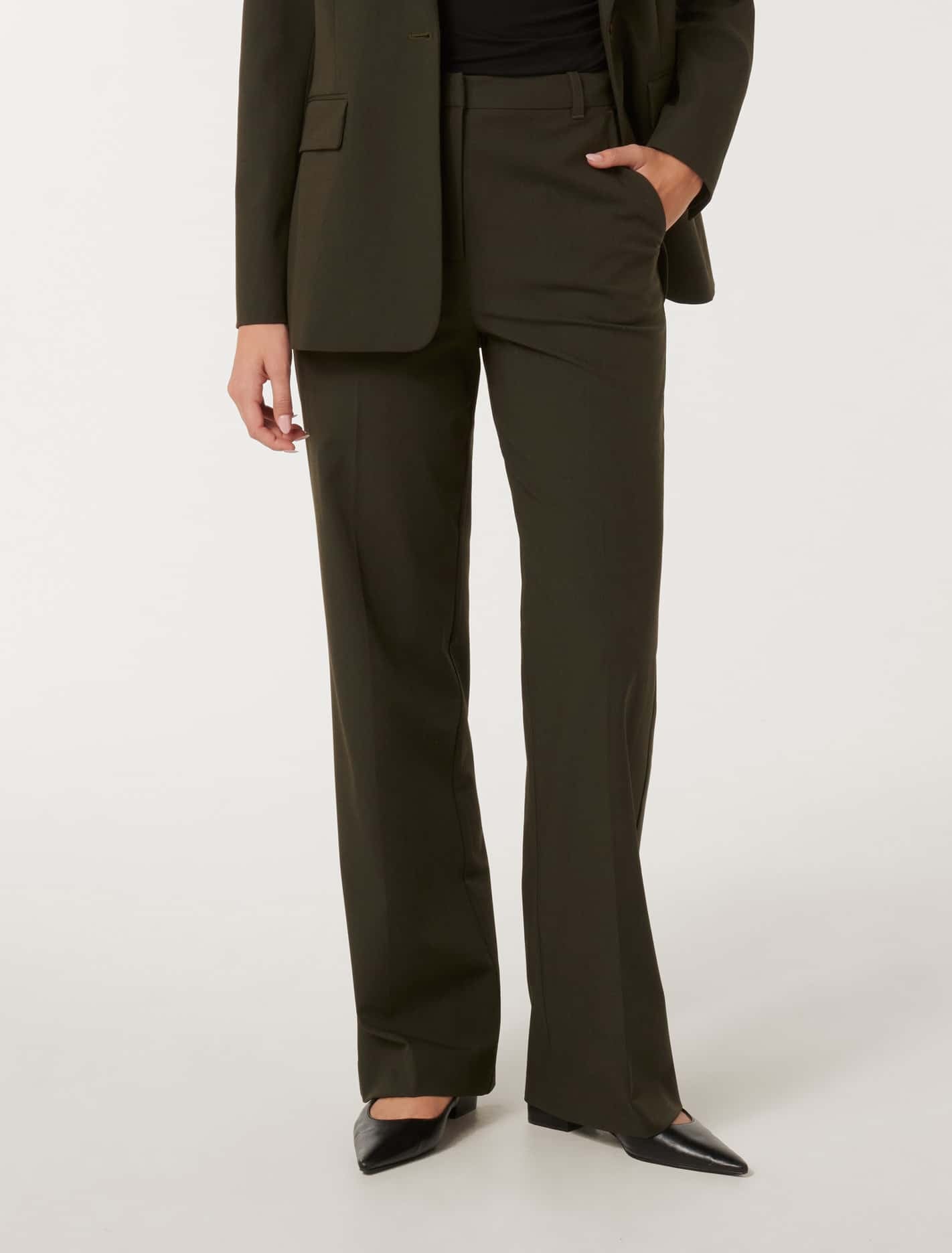 Trisha Tailored Pants Dark Olive Suit