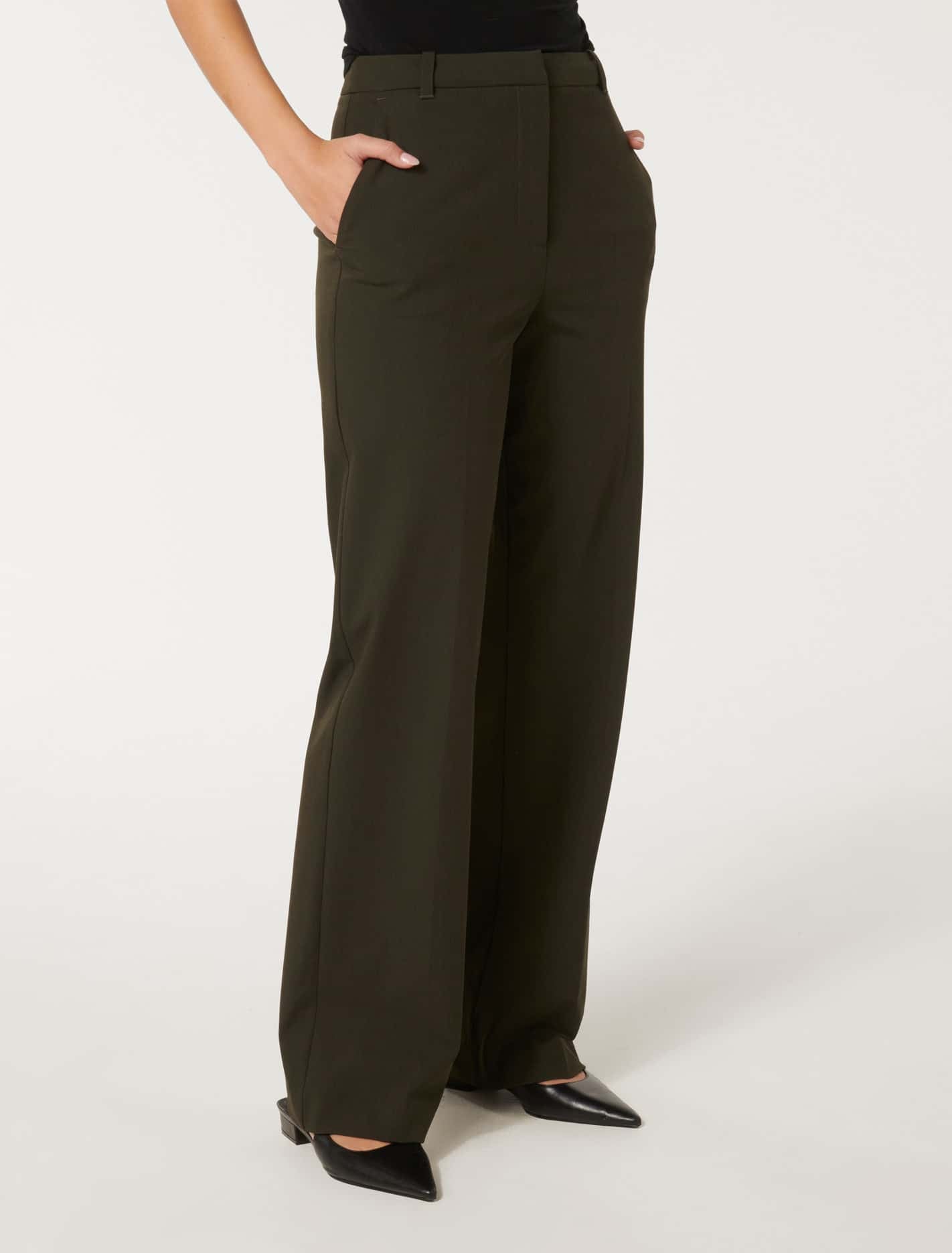 Trisha Tailored Pants Dark Olive Suit