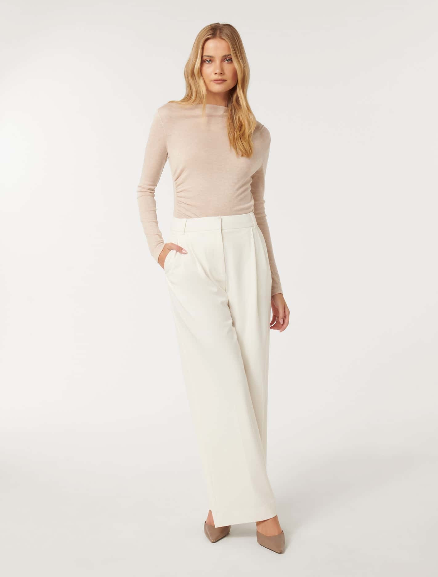 Libby Wide Leg Pant Porcelain