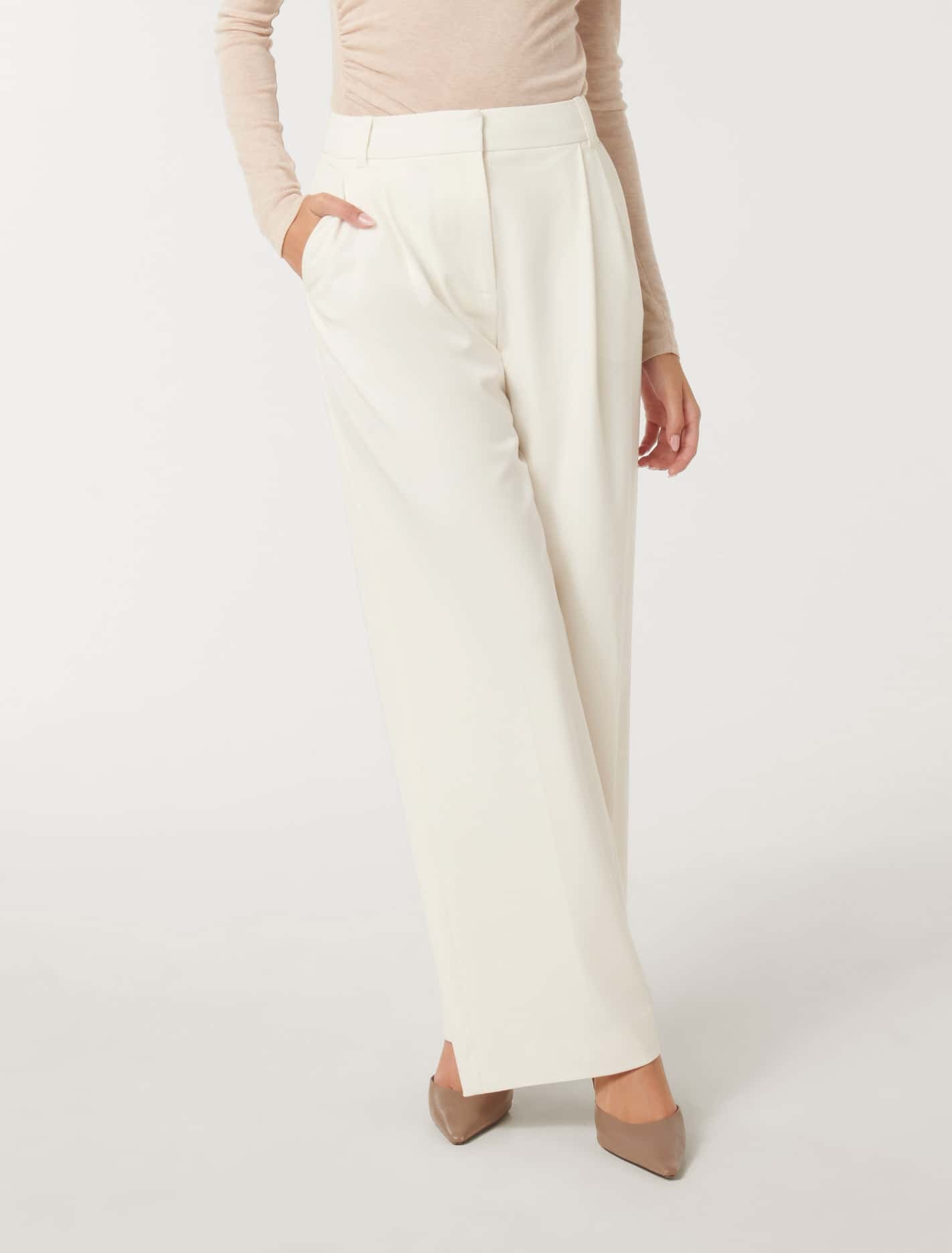 Libby Wide Leg Pant Porcelain