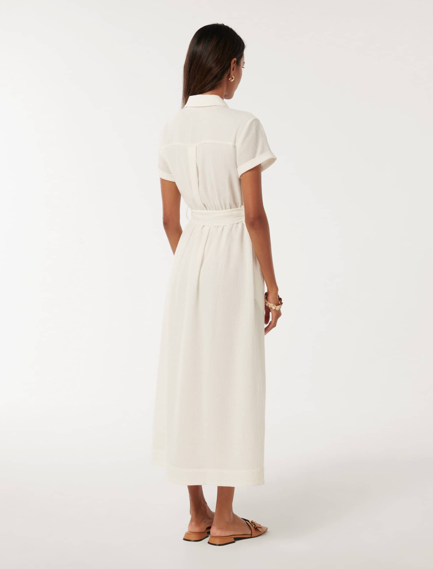 Briley Petite Textured Shirt Dress Ivory