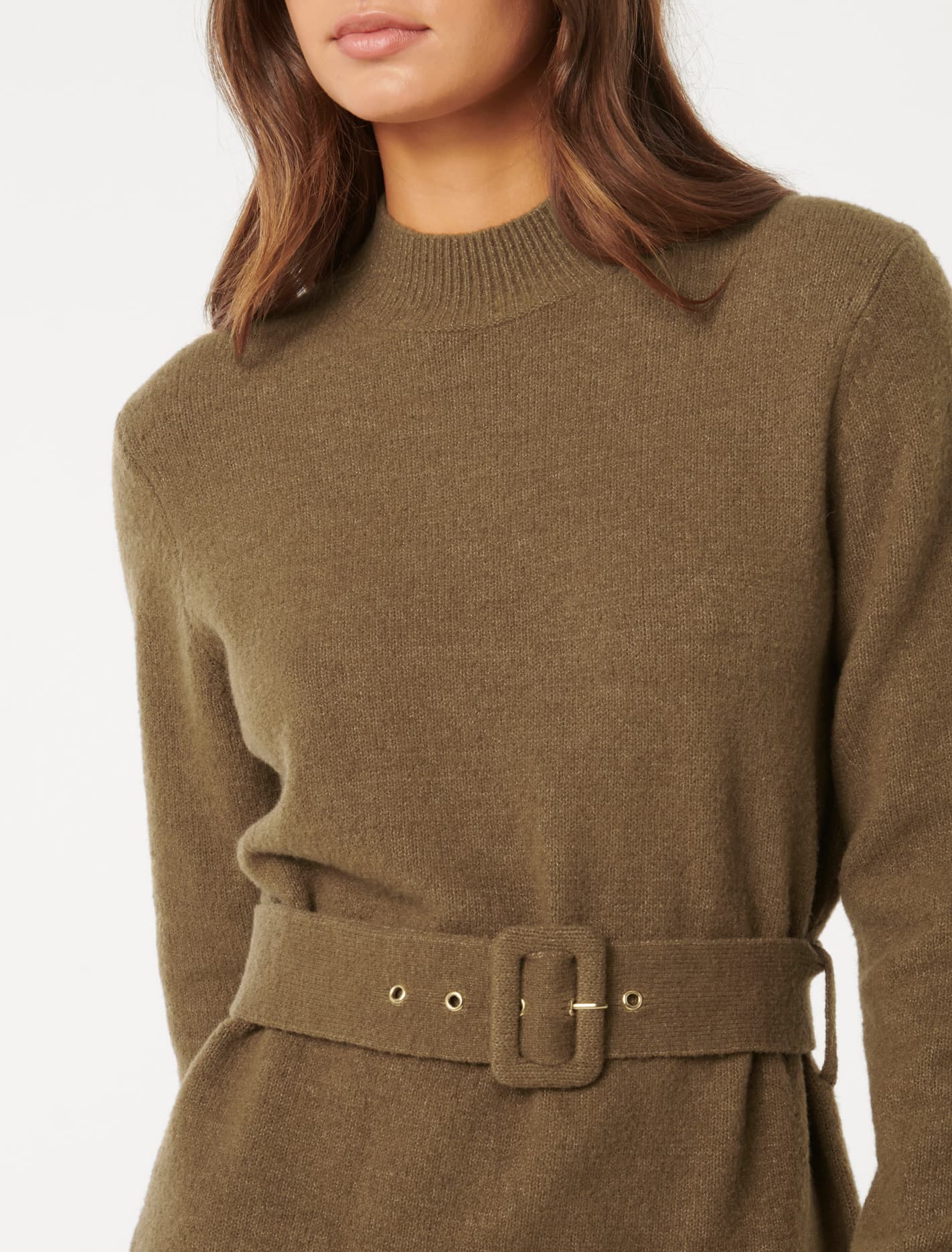 Astrid Belted Knit Mini Dress Hazelnut