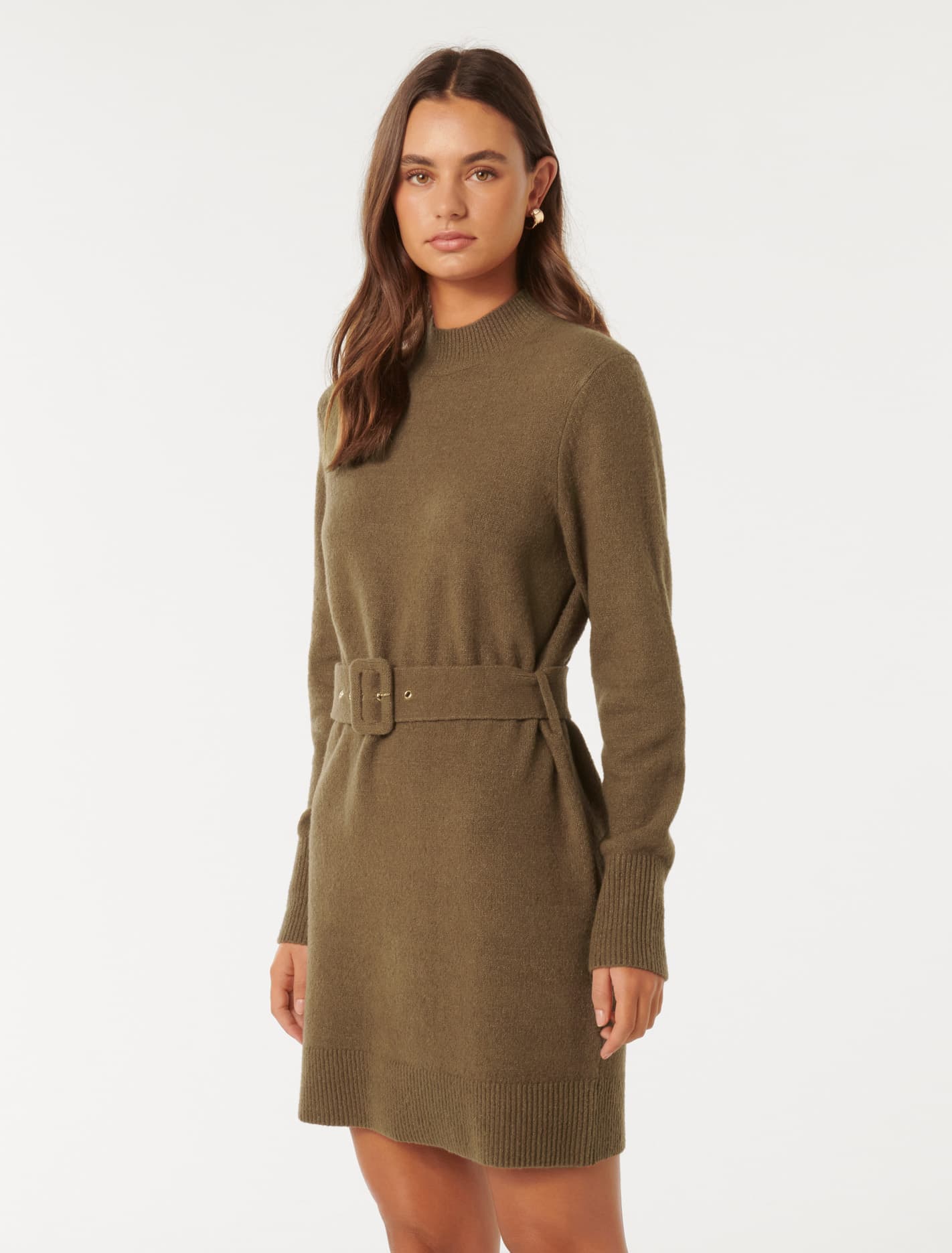 Astrid Belted Knit Mini Dress Hazelnut