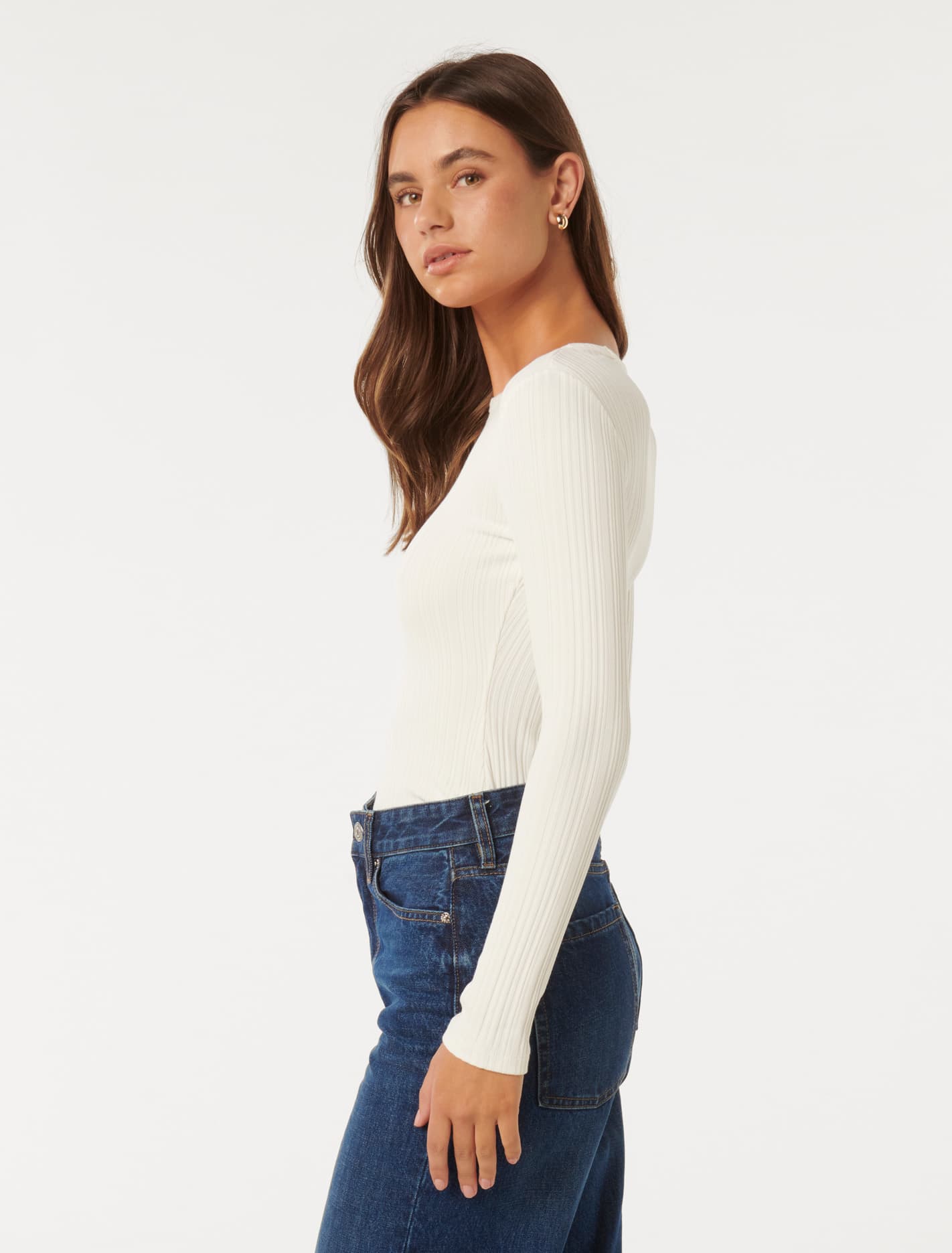 Meghan Rib Crew Neck Top Porcelain