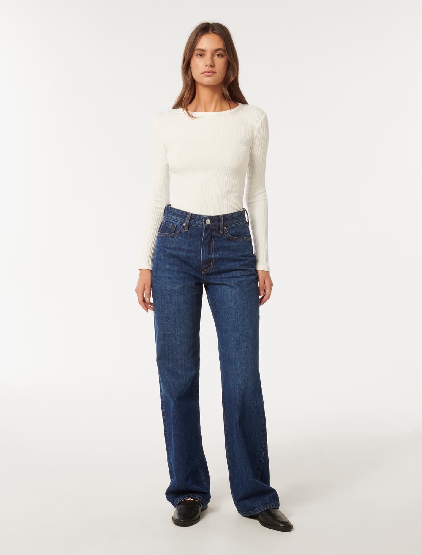 Meghan Rib Crew Neck Top Porcelain