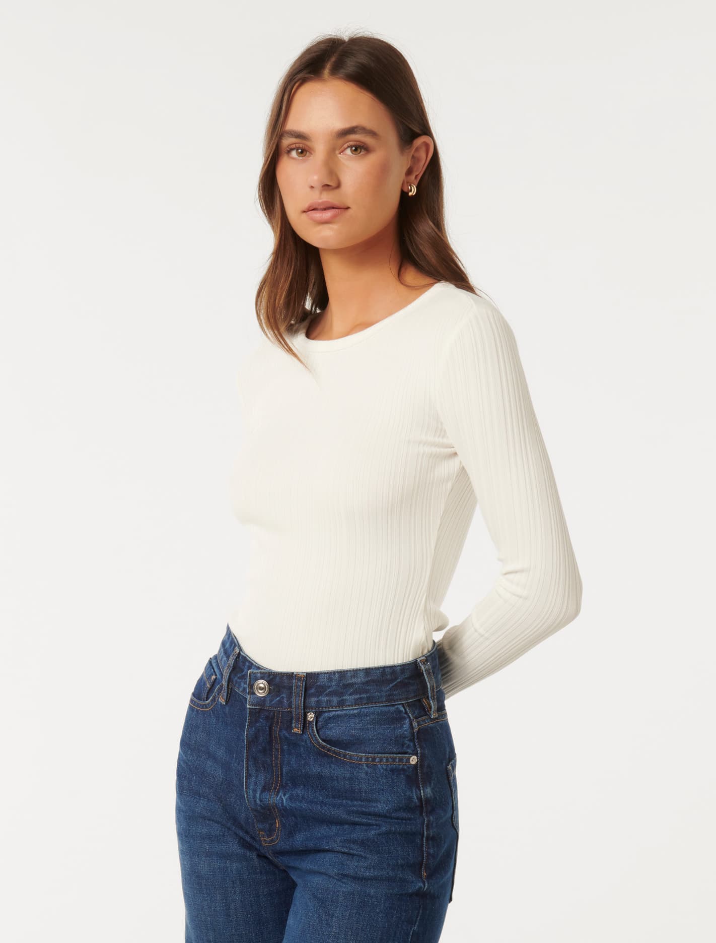 Meghan Rib Crew Neck Top Porcelain