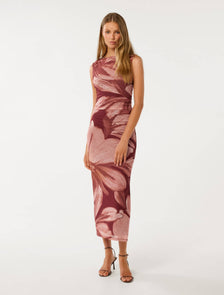 Ally Sleeveless Mesh Midi Dress Rust Carissa Floral