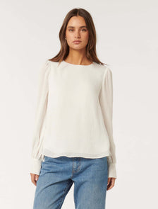 Narelda Crew Neck Top Porcelain