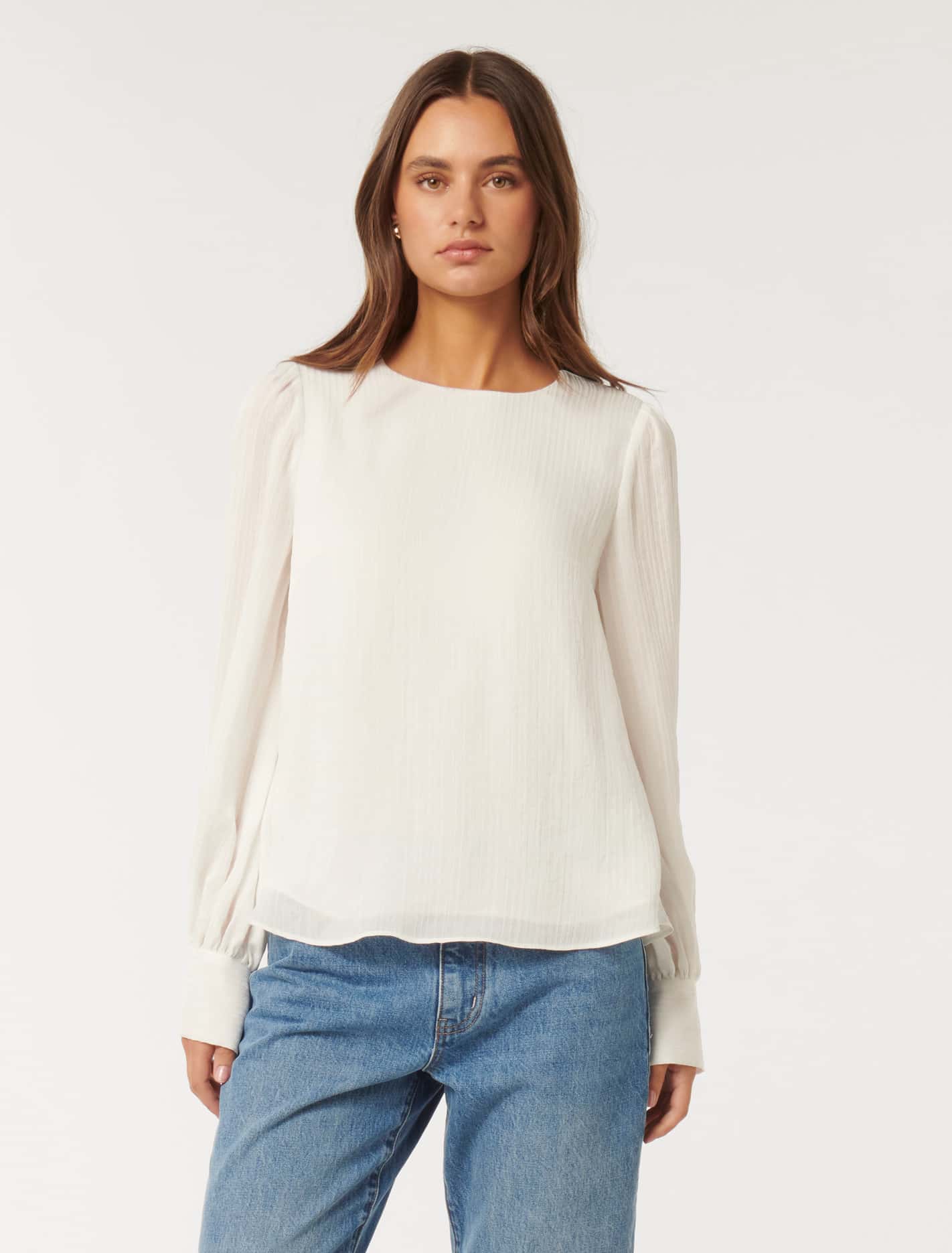 Narelda Crew Neck Top Porcelain