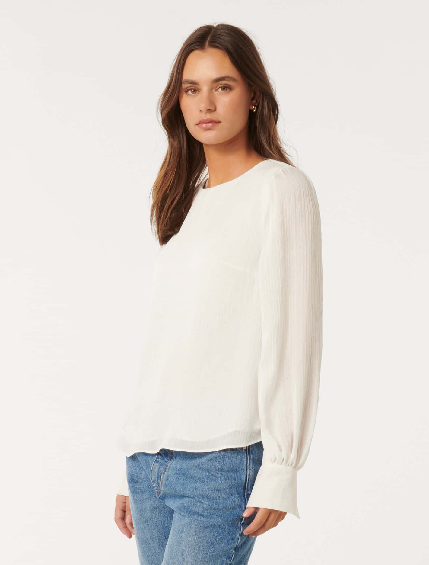 Narelda Crew Neck Top Porcelain