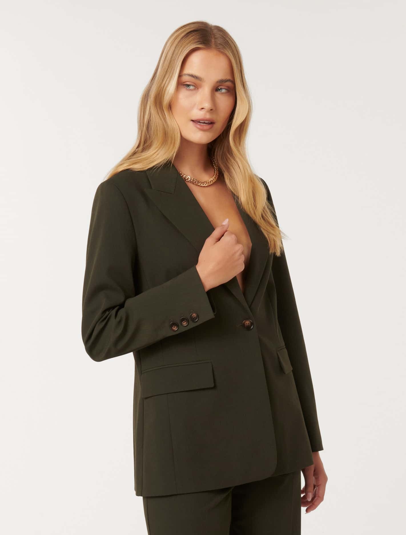 Claire Single Breasted Blazer Dark Olive Suit