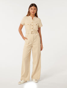 Sabrina Belted Jumpsuit Neutral