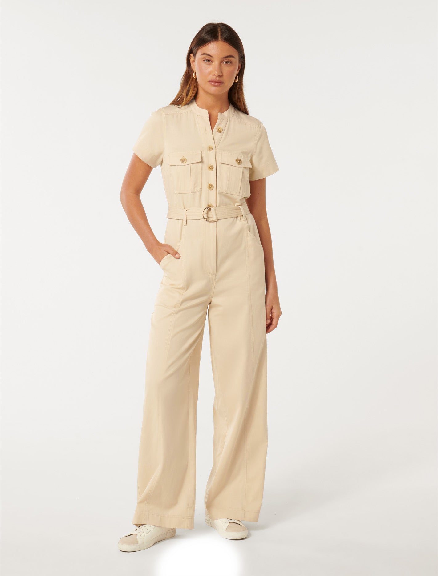 Sabrina Belted Jumpsuit Neutral