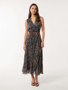 Barbara Sleeveless Pleated Dress Dalston Abstract