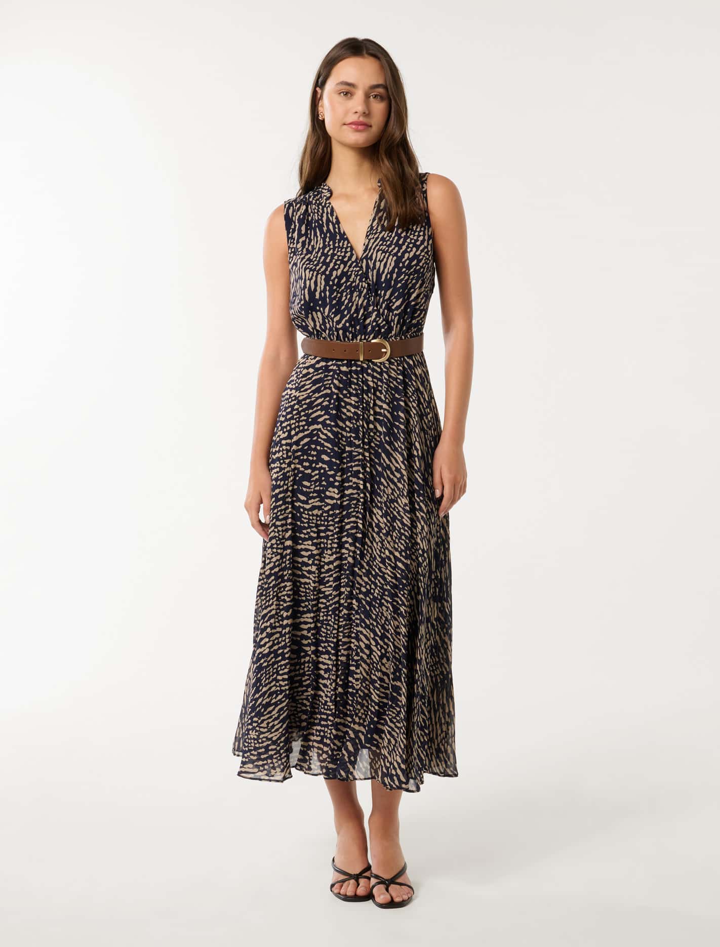 Barbara Sleeveless Pleated Dress Dalston Abstract