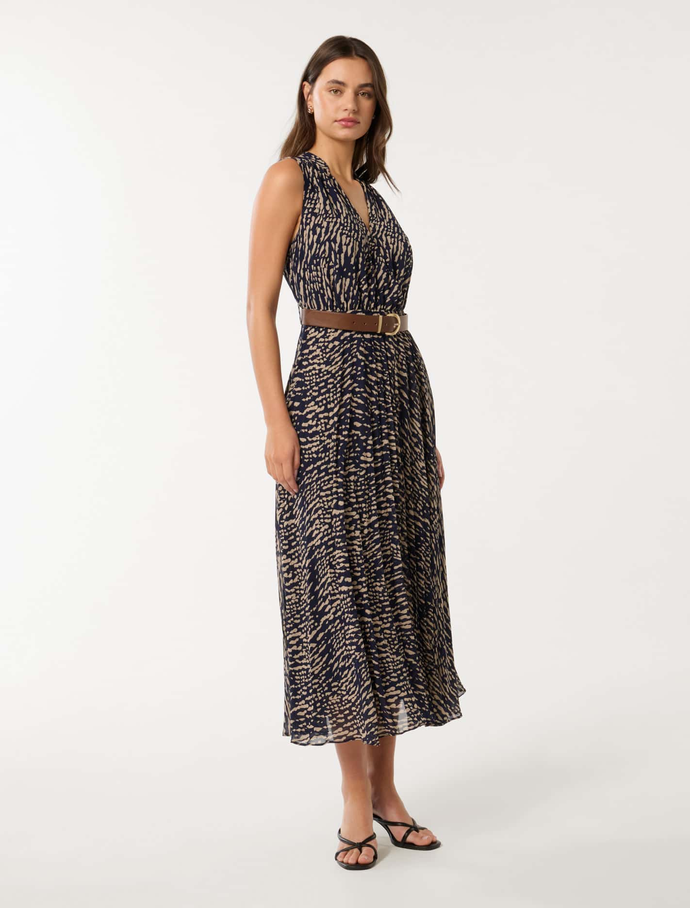 Barbara Sleeveless Pleated Dress Dalston Abstract