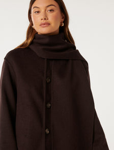 Stella Scarf Coat Chocolate