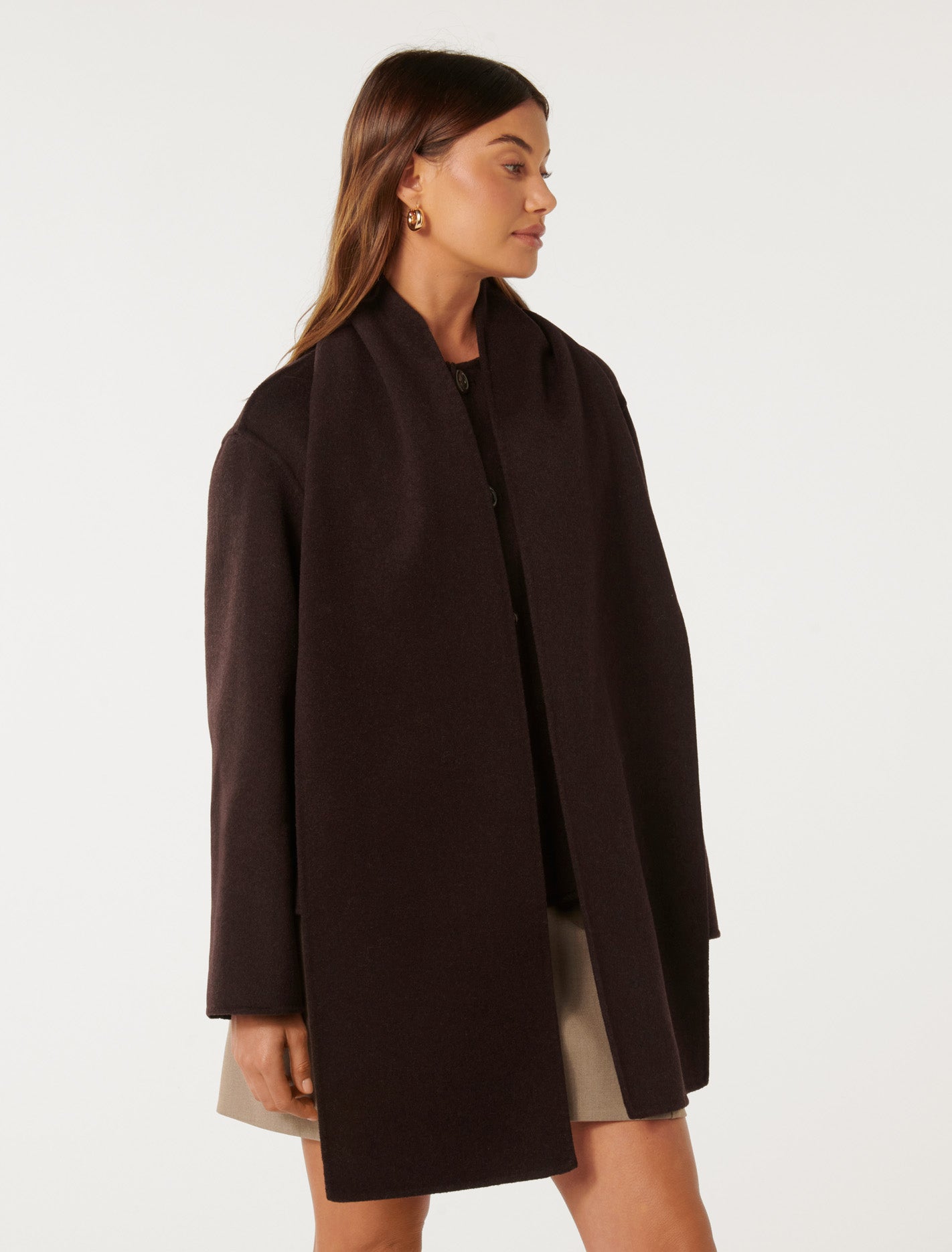 Stella Scarf Coat Chocolate