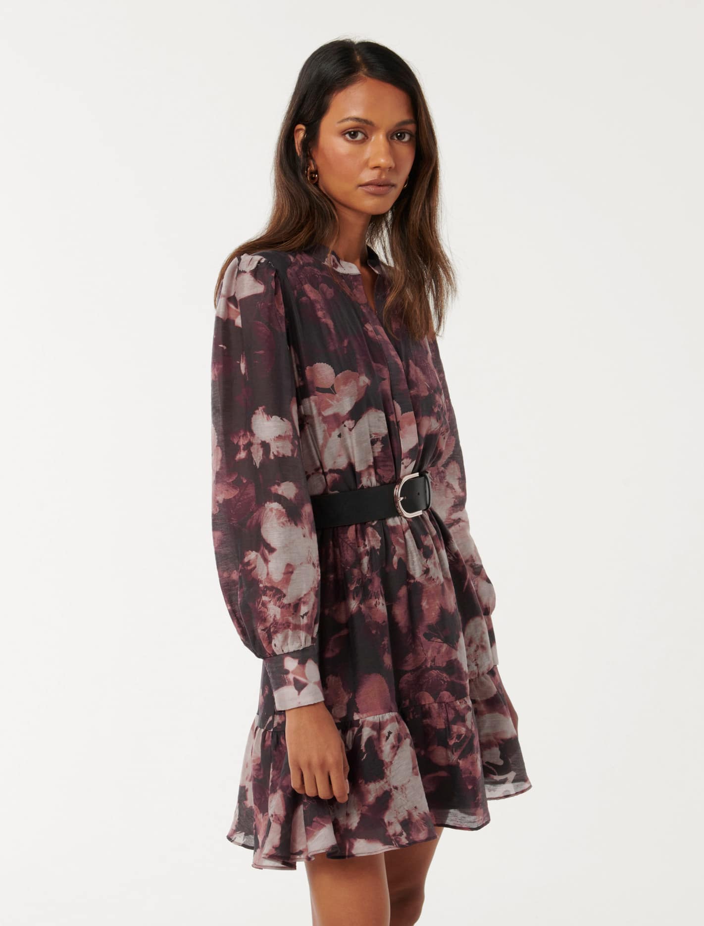 Hollie Petite Blouson Sleeve Mini Berry Iris Floral