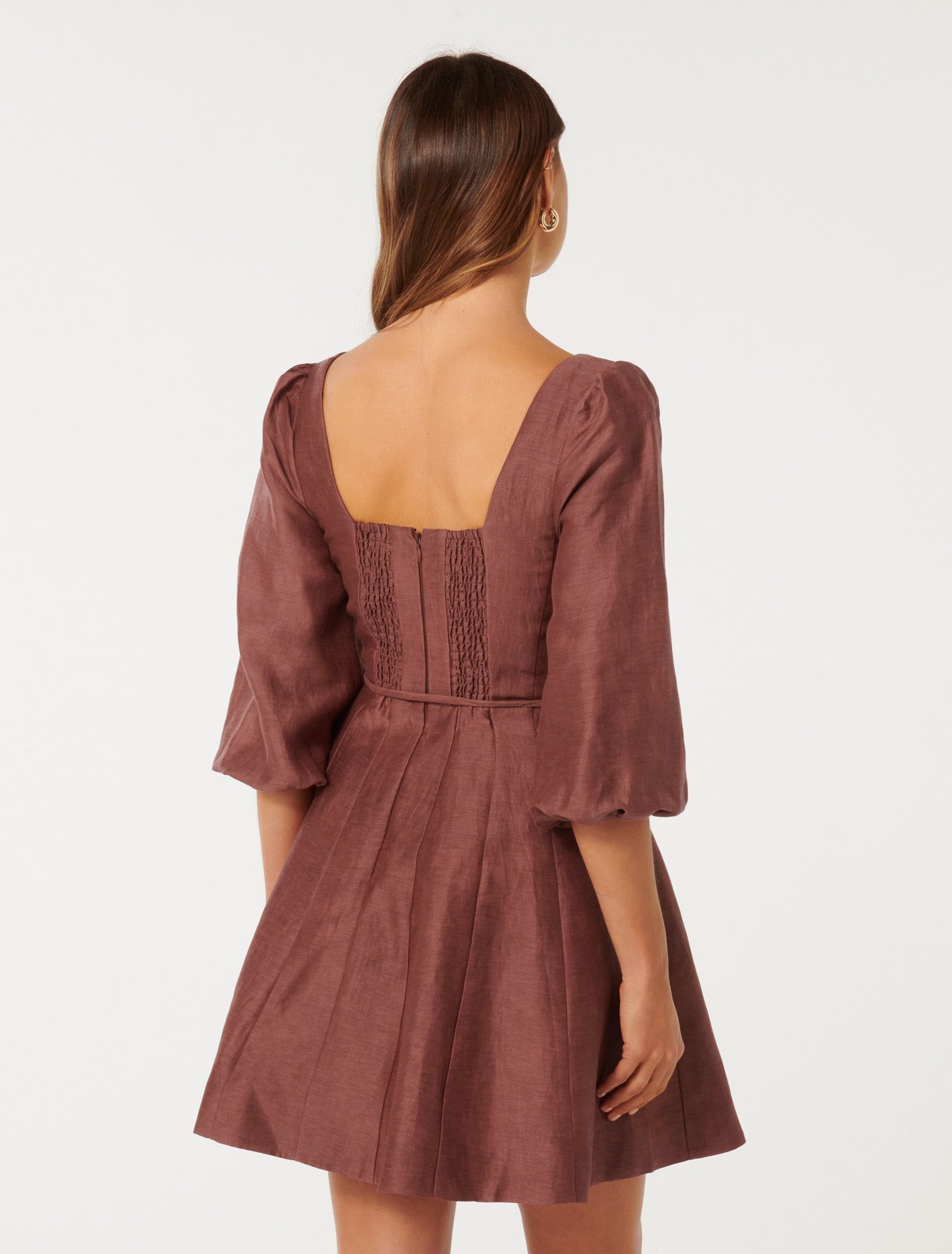 Eleanor Skater Mini Dress Burnt Red