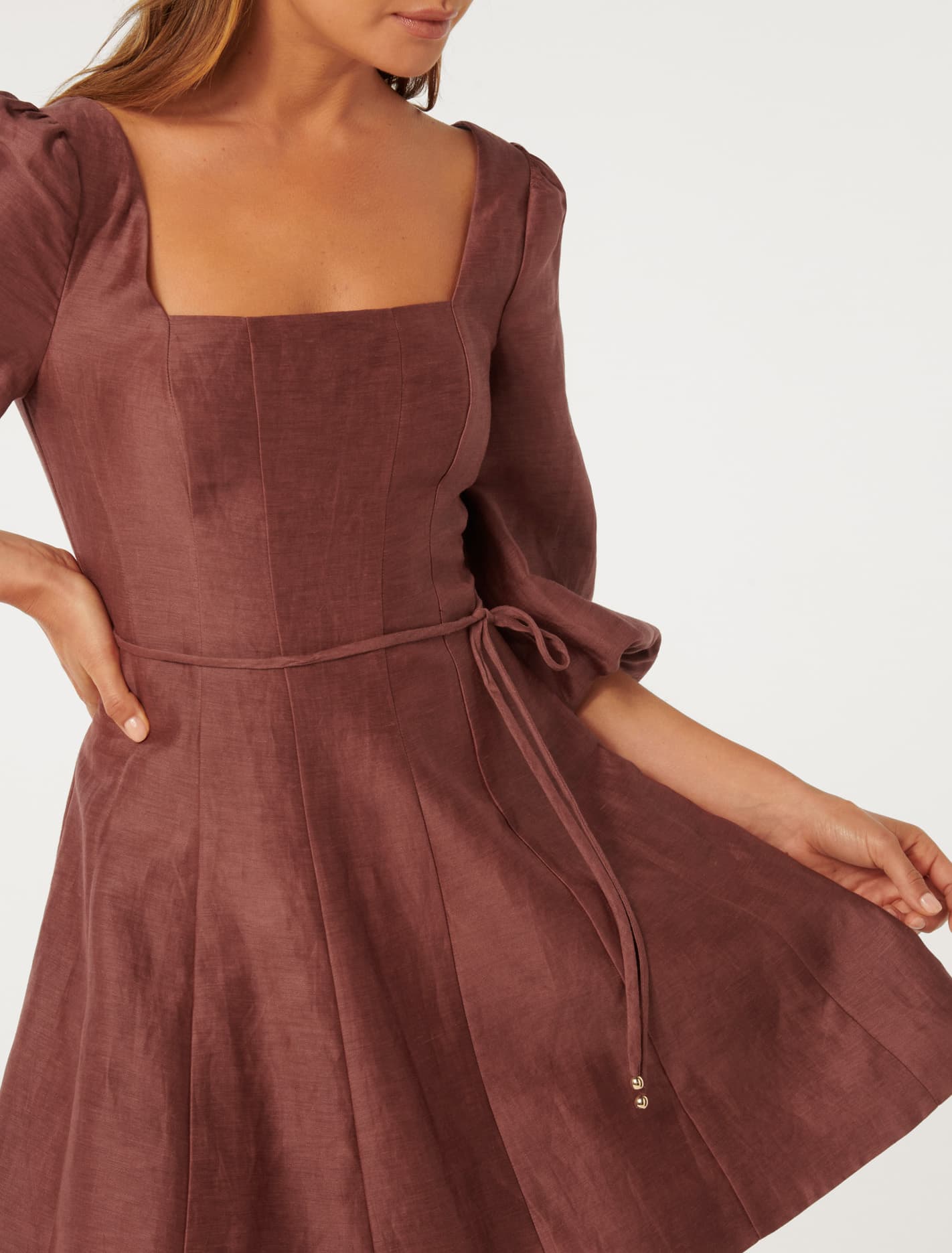 Eleanor Skater Mini Dress Burnt Red