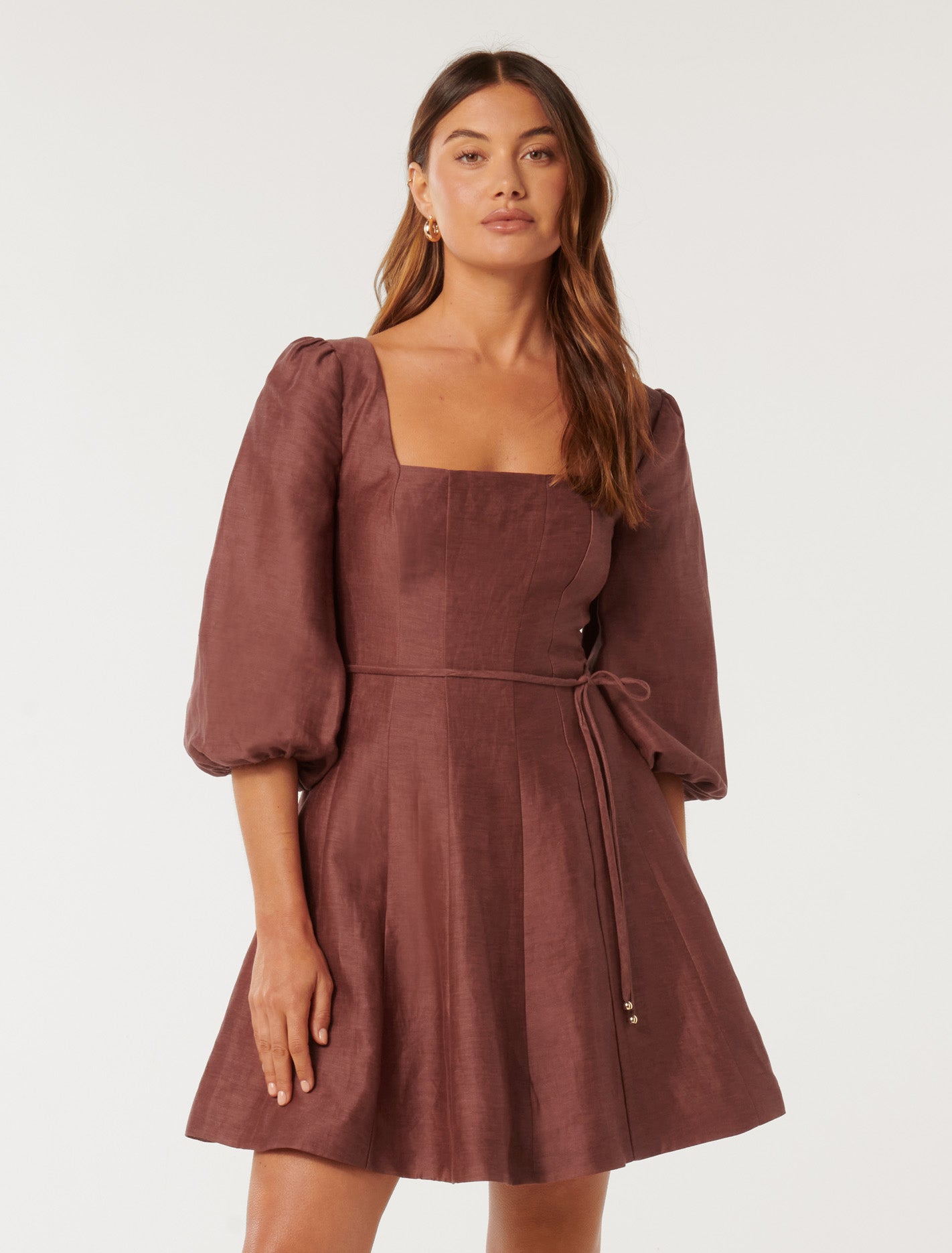 Eleanor Skater Mini Dress Burnt Red