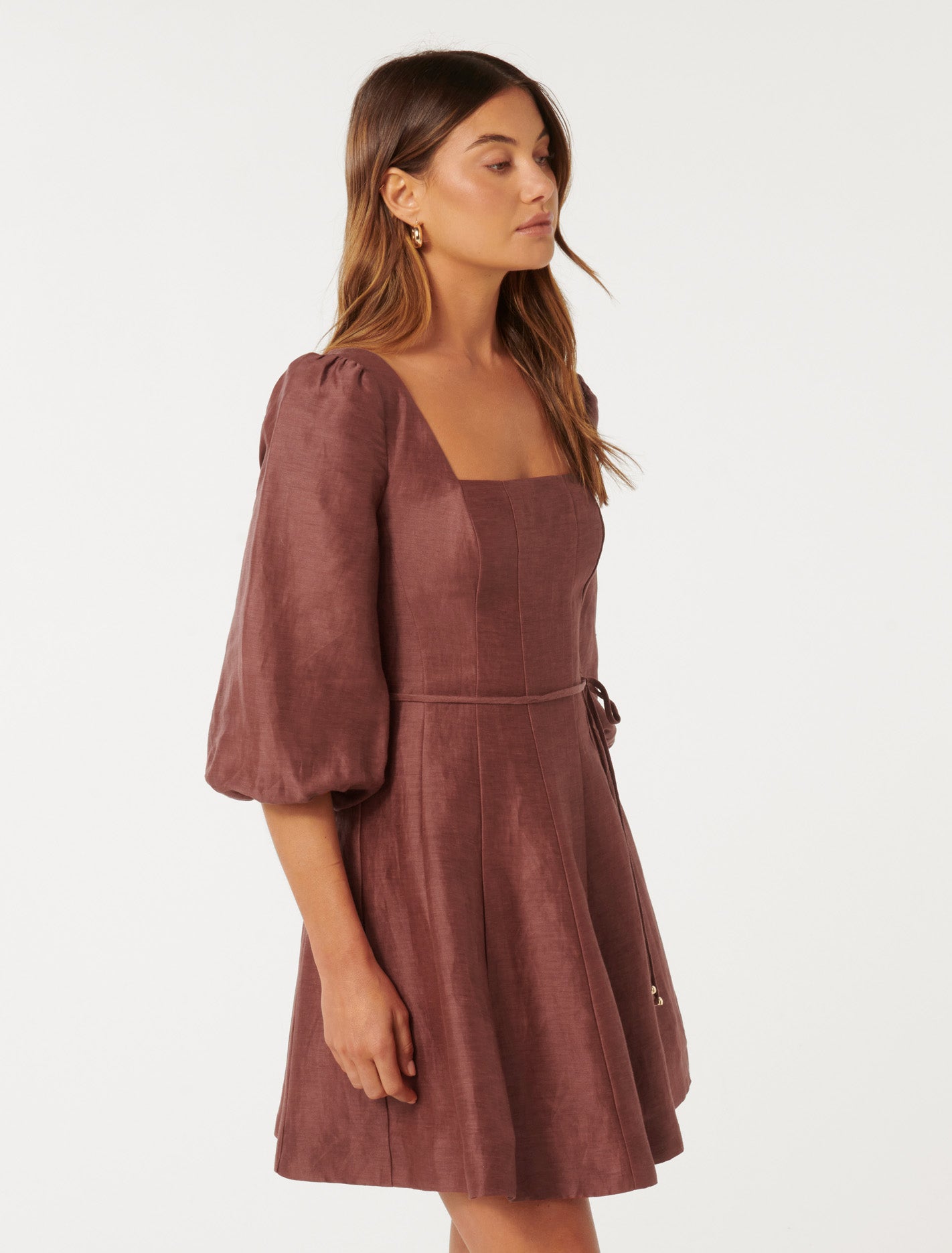 Eleanor Skater Mini Dress Burnt Red