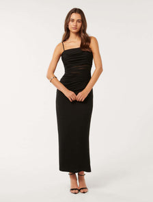 Leah Mesh Bodycon Dress Black