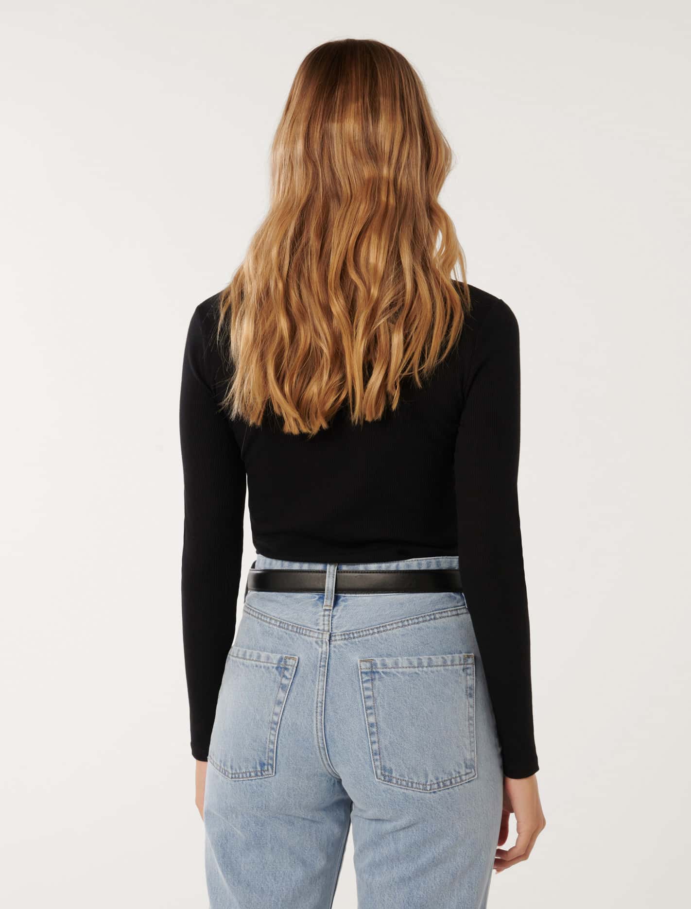 Winona Rib Long Sleeve Top Black