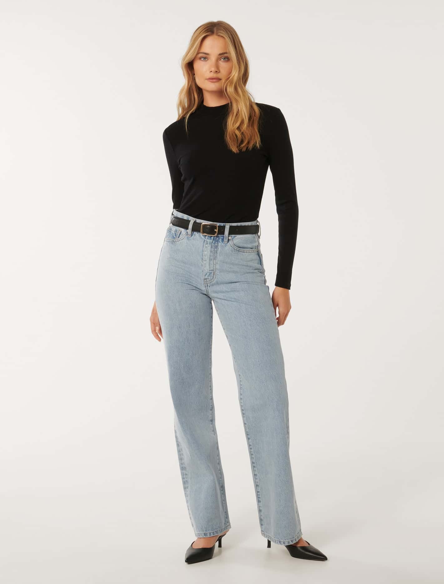 Winona Rib Long Sleeve Top Black