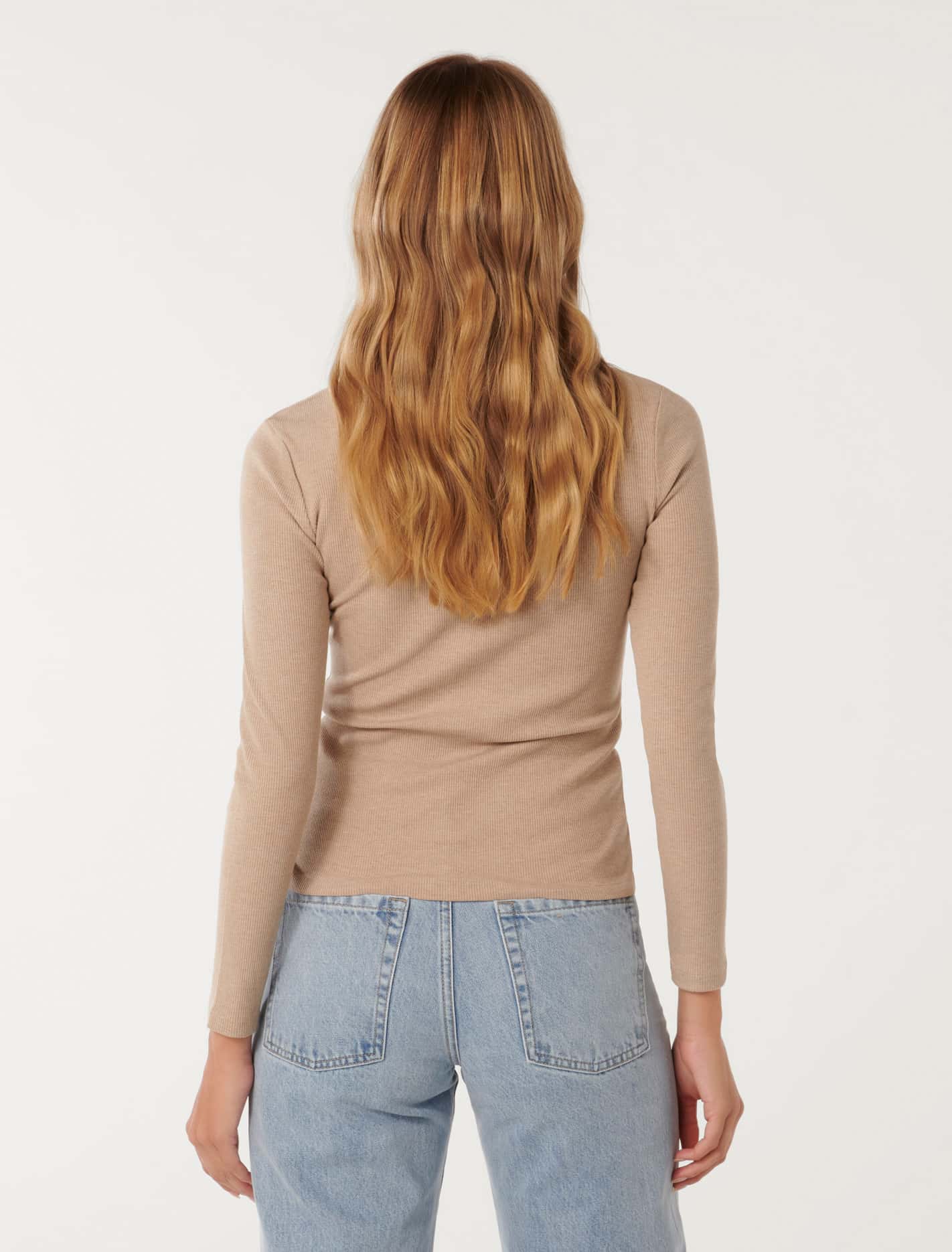 Winona Rib Long Sleeve Top Camel Marle