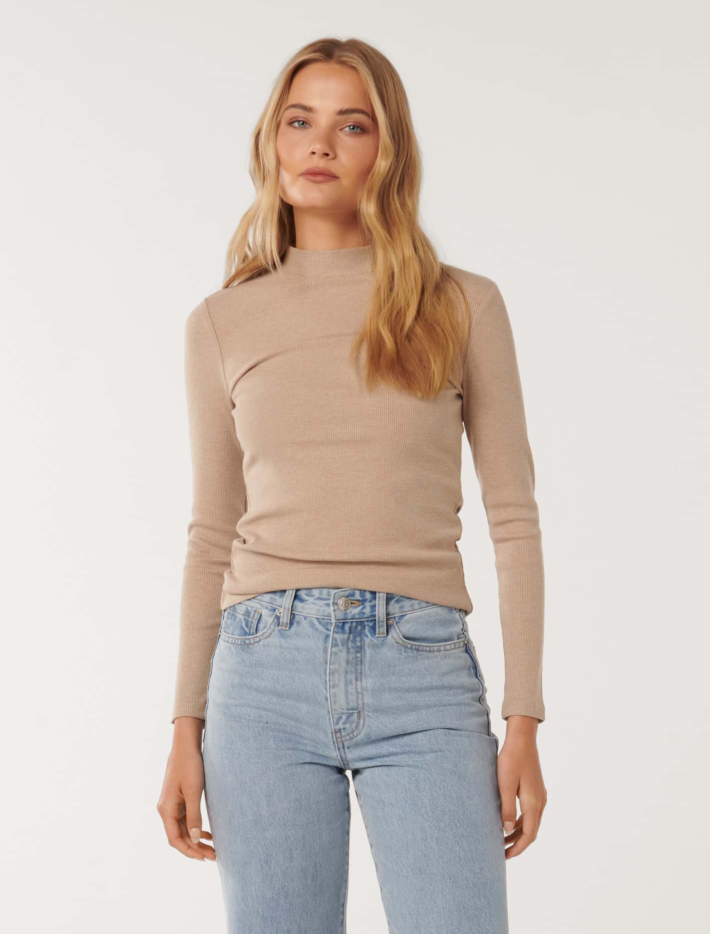 Winona Rib Long Sleeve Top Camel Marle
