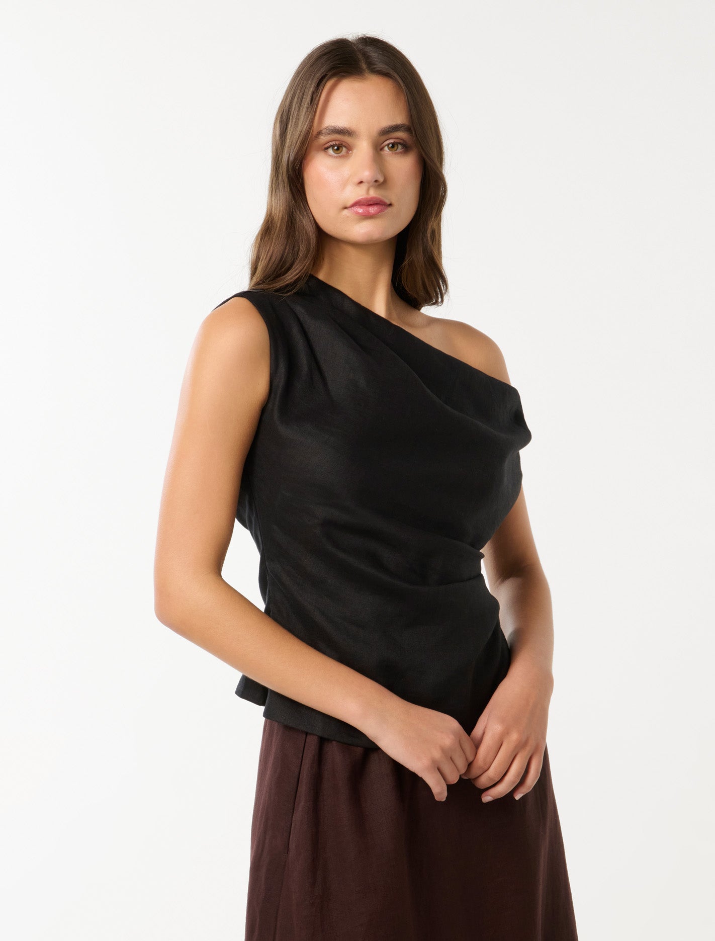 Aspen Linen Top Black