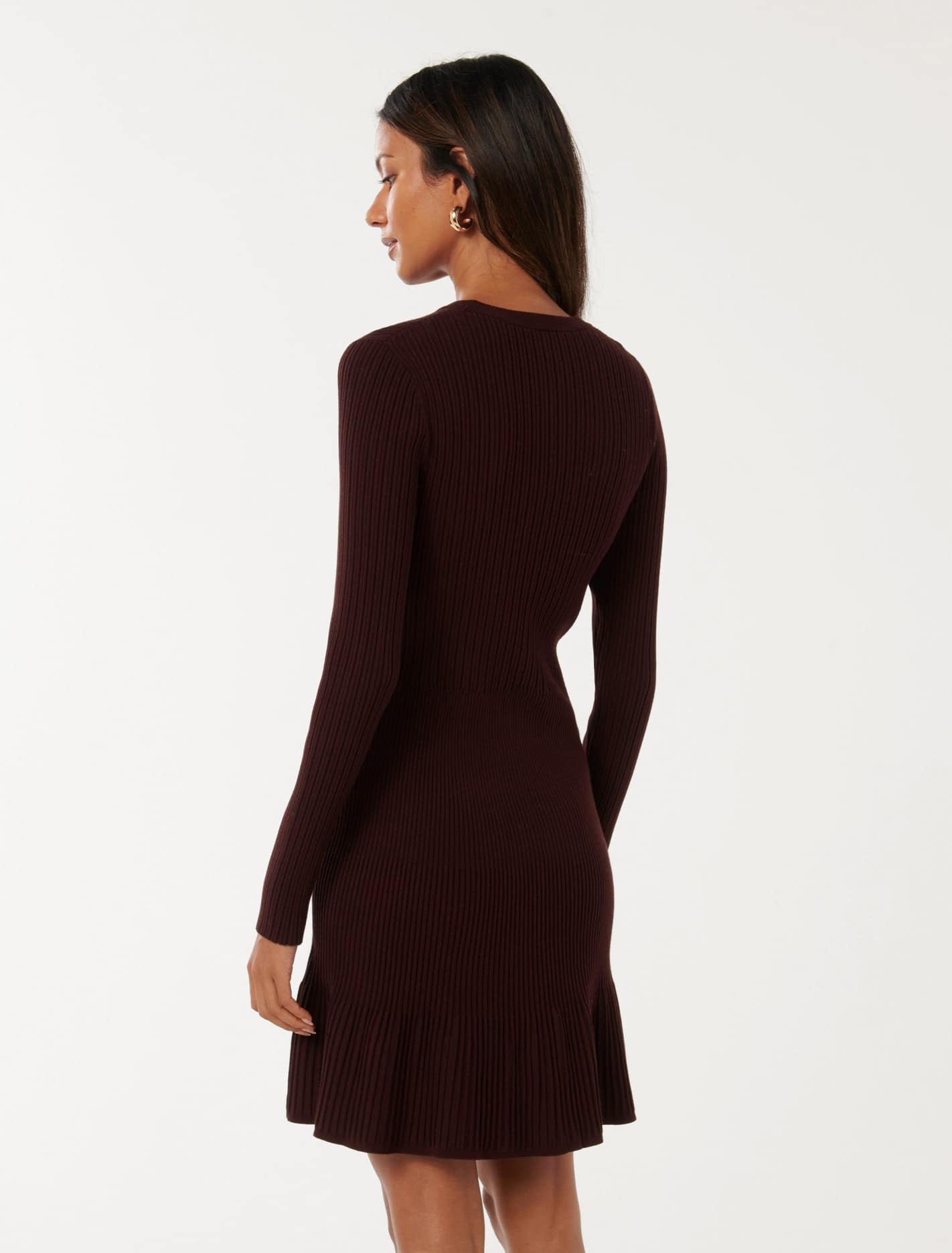 Tate Petite Multi Rib Mini Dress Bitter Cherry
