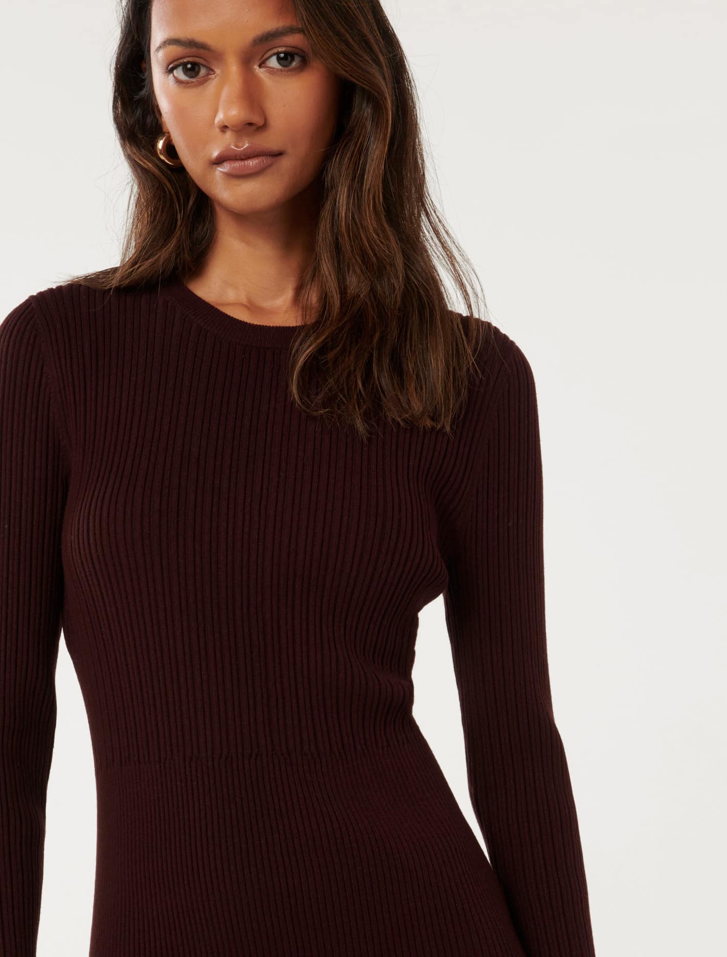 Tate Petite Multi Rib Mini Dress Bitter Cherry