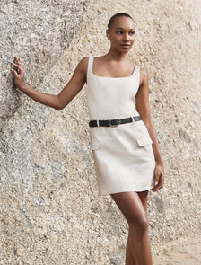 Charlie Belted Linen Mini Natural