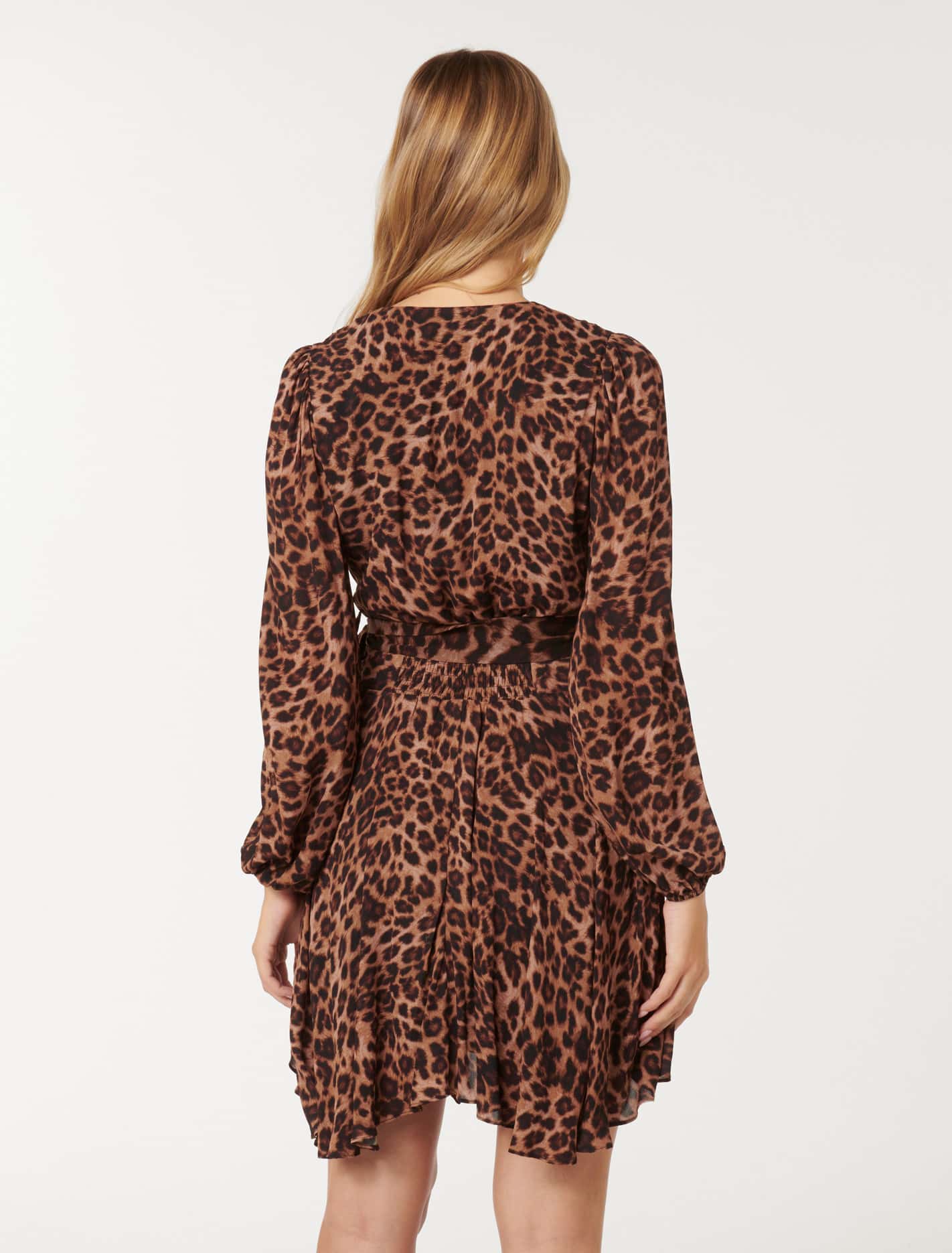 Amila Belted Godet Mini Textured Leopard