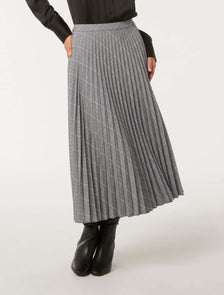 Mackenzie Pleated Check Midi Skirt Grey Check