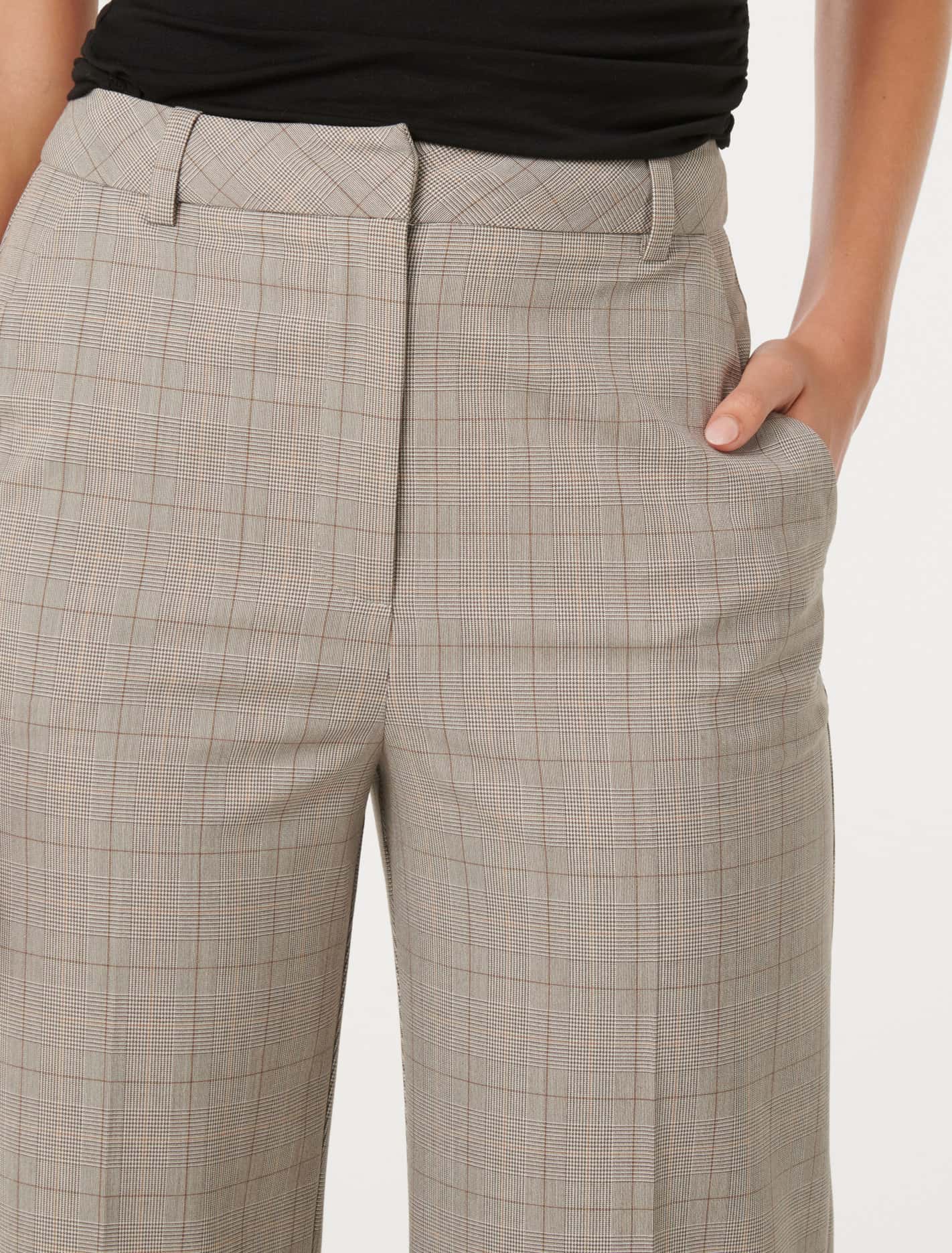 Monique Wide-Leg Pants Neutral Check