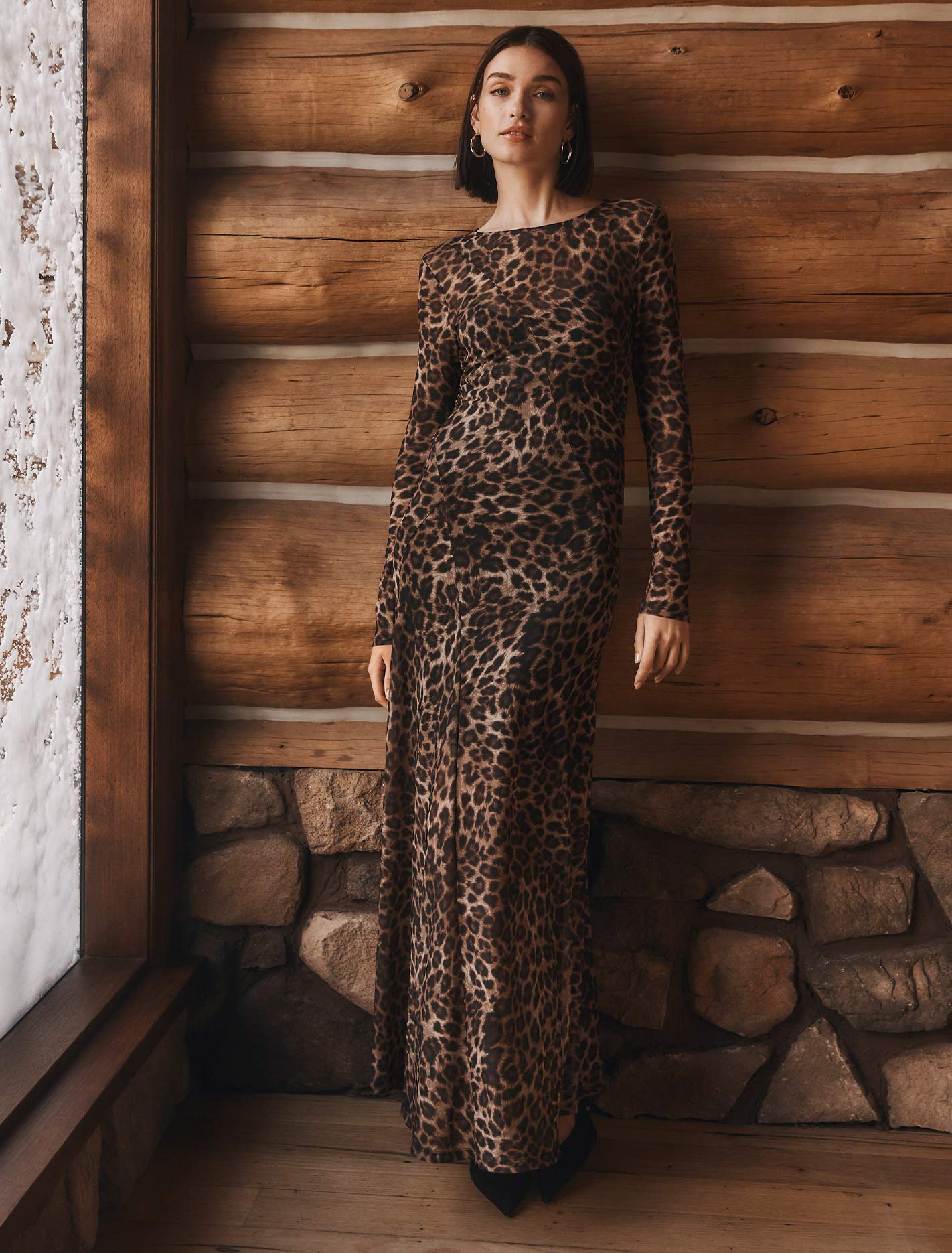 Libby Mesh Spliced Midi Textured Leopard