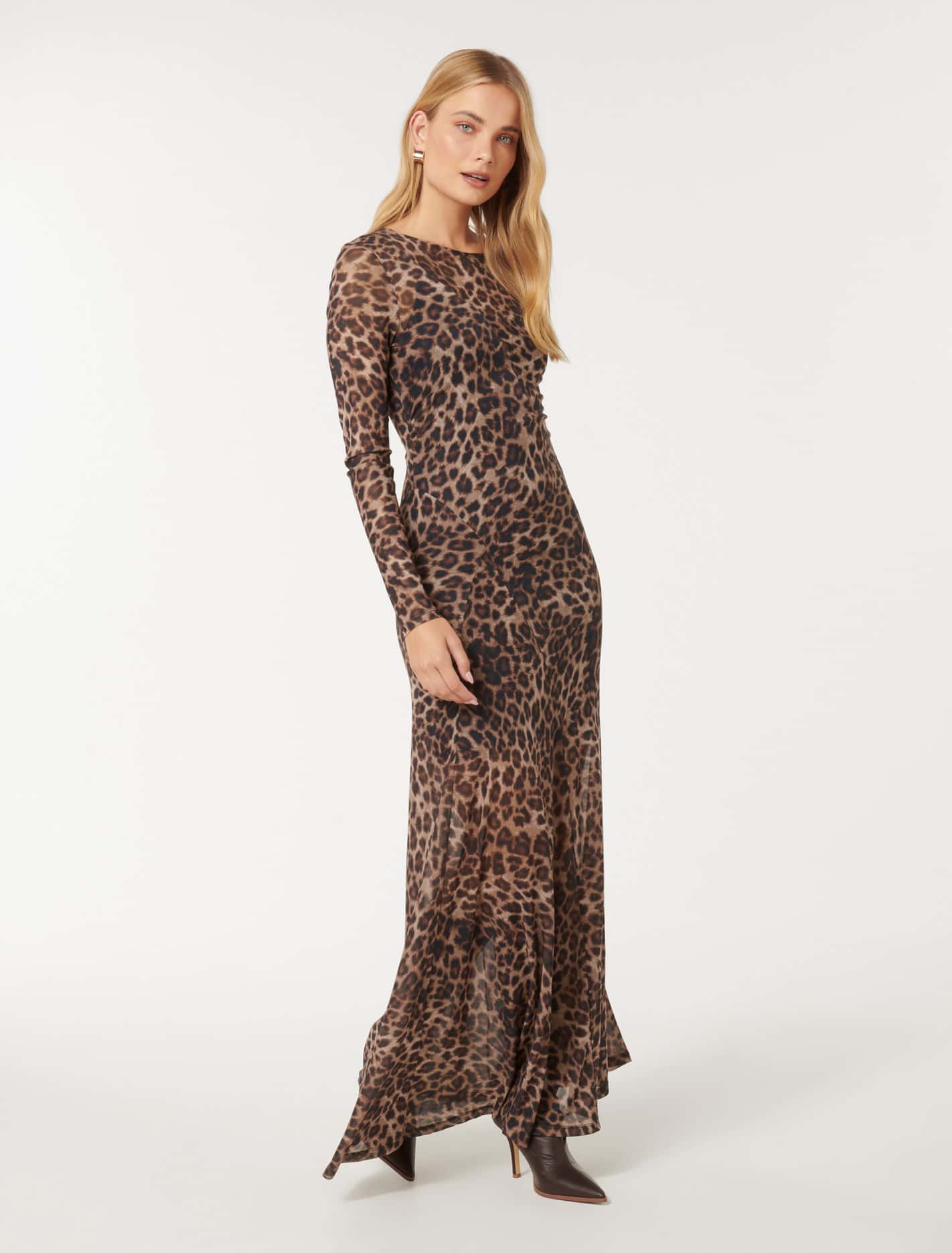 Libby Mesh Spliced Midi Textured Leopard