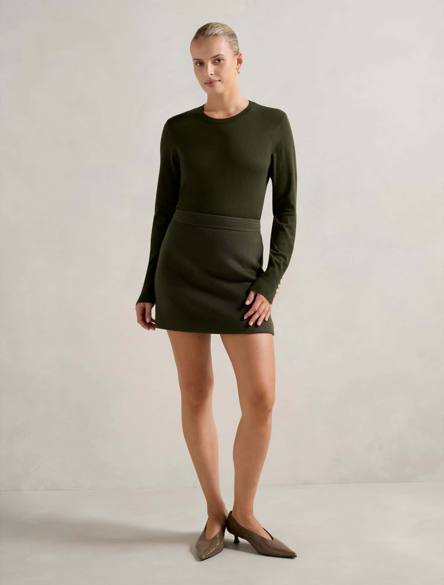 Katie Crew Neck Sweater Green Ivy