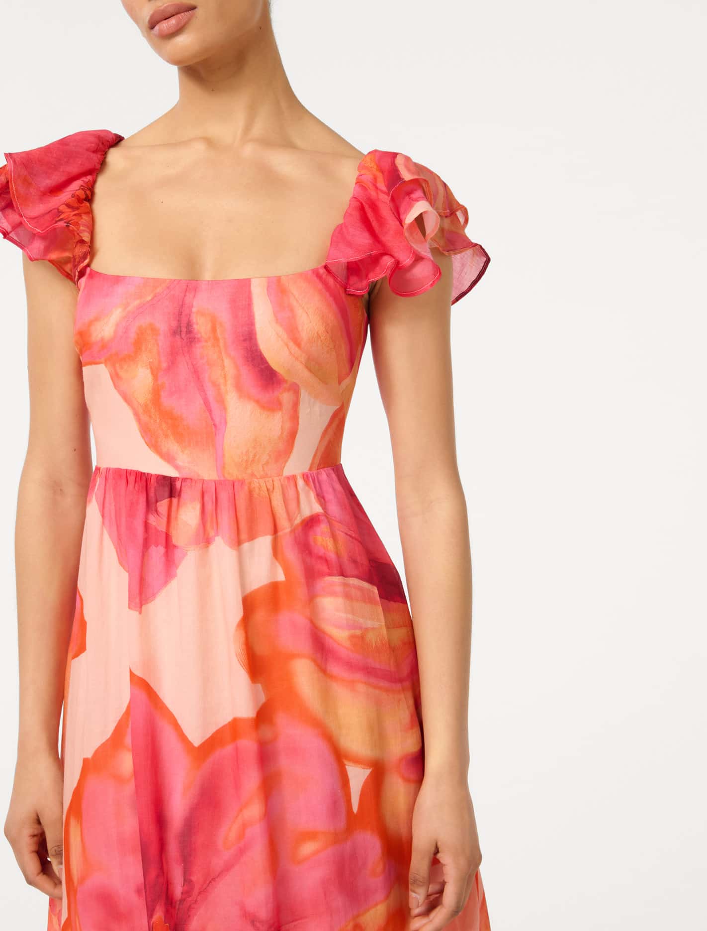 Darla Petite Flutter-Sleeve Midi Dress Florentin Floral